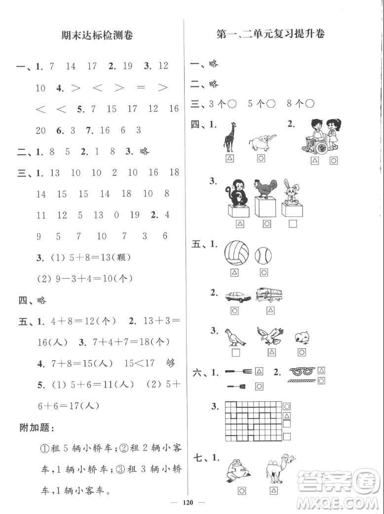 延邊大學(xué)出版社2022秋江蘇好卷一年級(jí)數(shù)學(xué)上冊(cè)蘇教版答案