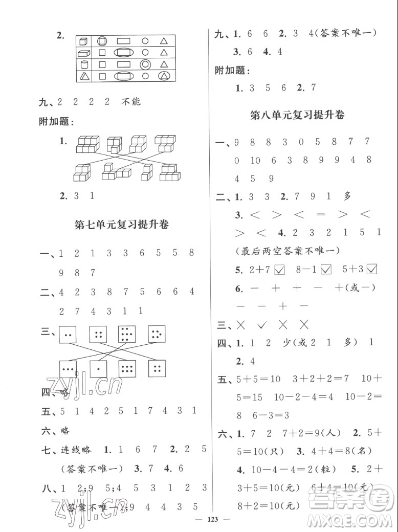 延邊大學(xué)出版社2022秋江蘇好卷一年級(jí)數(shù)學(xué)上冊(cè)蘇教版答案