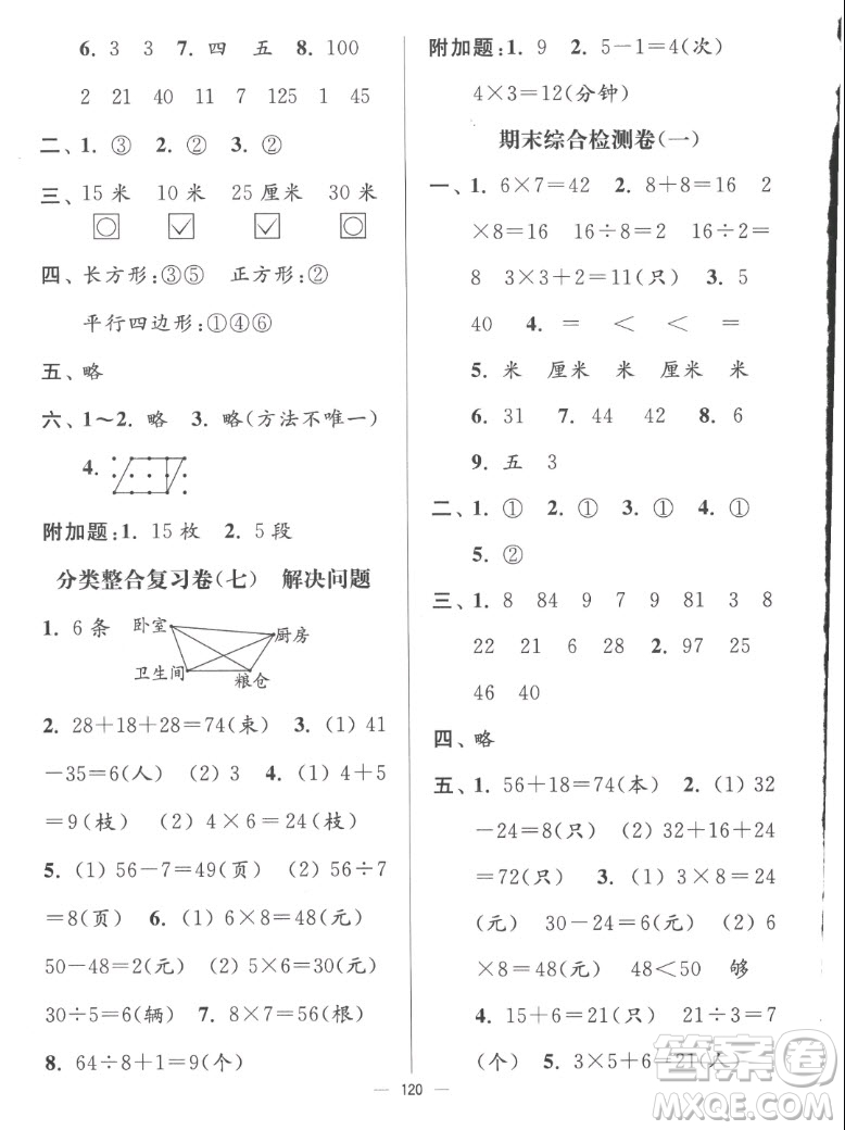 延邊大學(xué)出版社2022秋江蘇好卷二年級數(shù)學(xué)上冊蘇教版答案