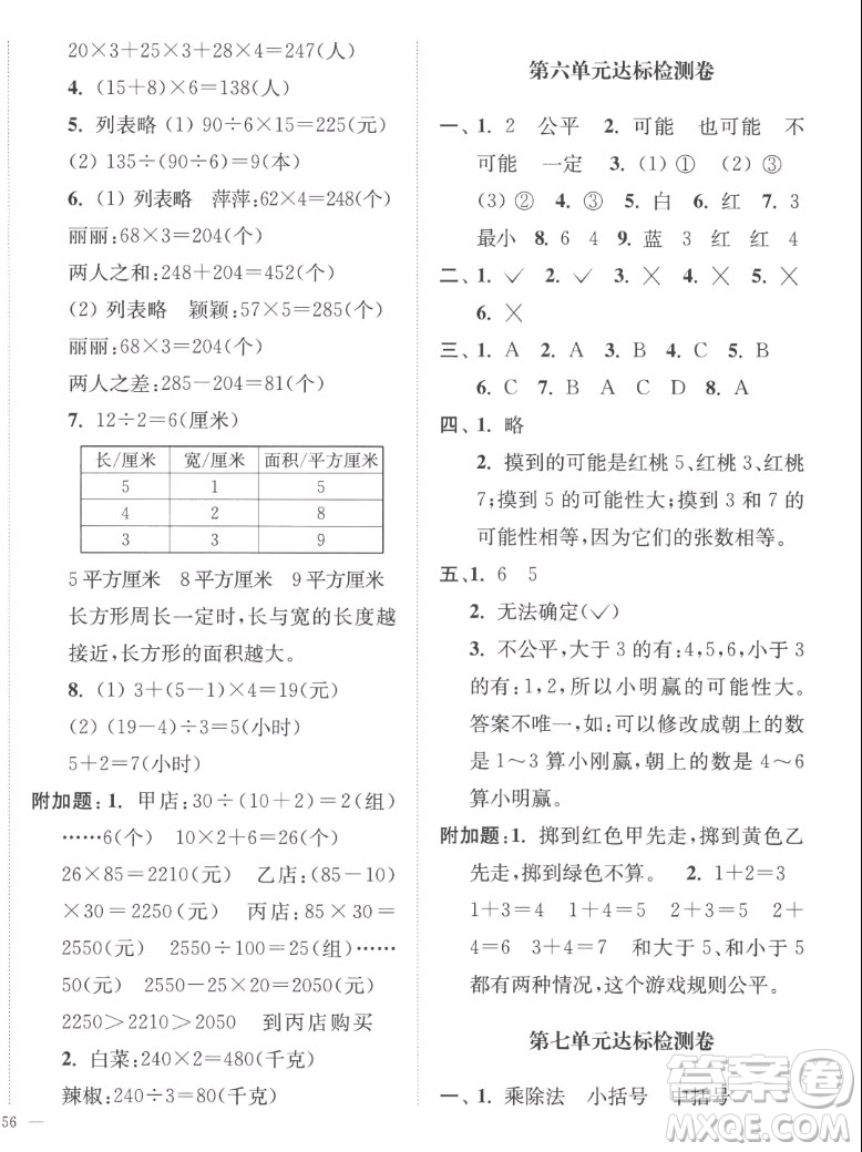 延邊大學出版社2022秋江蘇好卷四年級數(shù)學上冊蘇教版答案