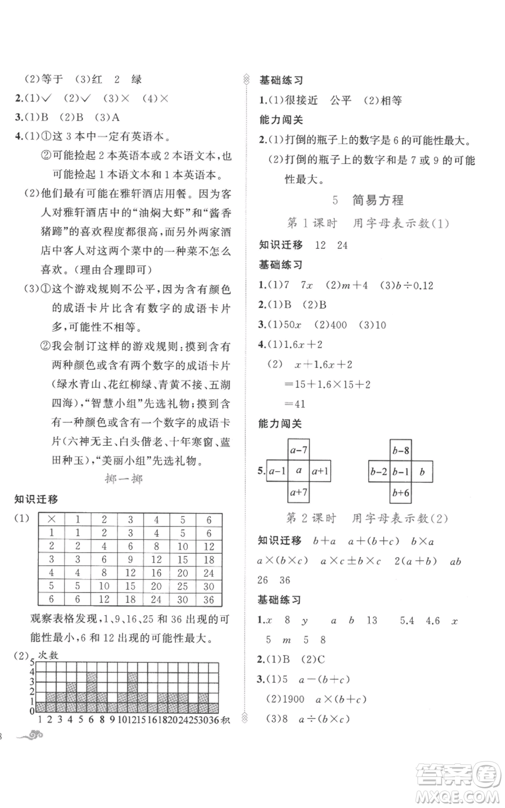 新疆青少年出版社2022黃岡金牌之路練闖考五年級上冊數(shù)學(xué)人教版參考答案
