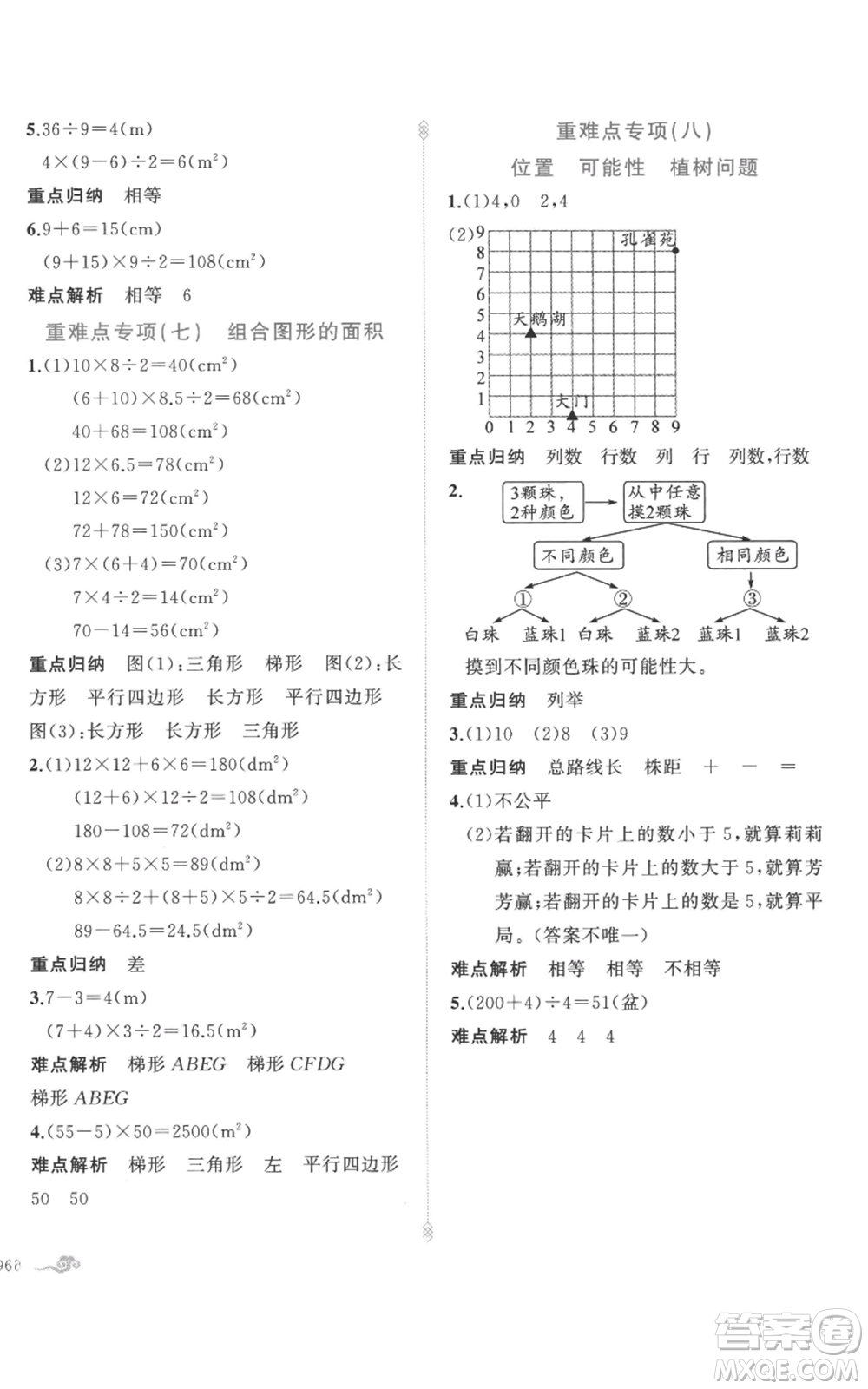 新疆青少年出版社2022黃岡金牌之路練闖考五年級上冊數(shù)學(xué)人教版參考答案