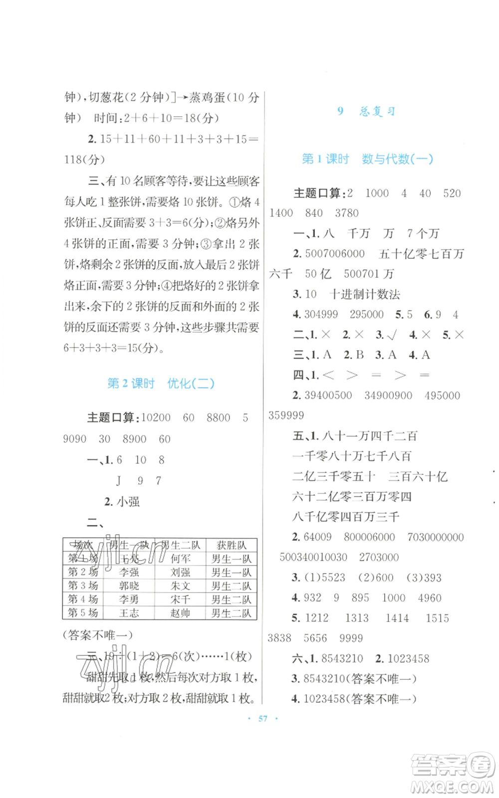 青海人民出版社2022快樂(lè)練練吧同步練習(xí)四年級(jí)上冊(cè)數(shù)學(xué)人教版青海專(zhuān)版參考答案