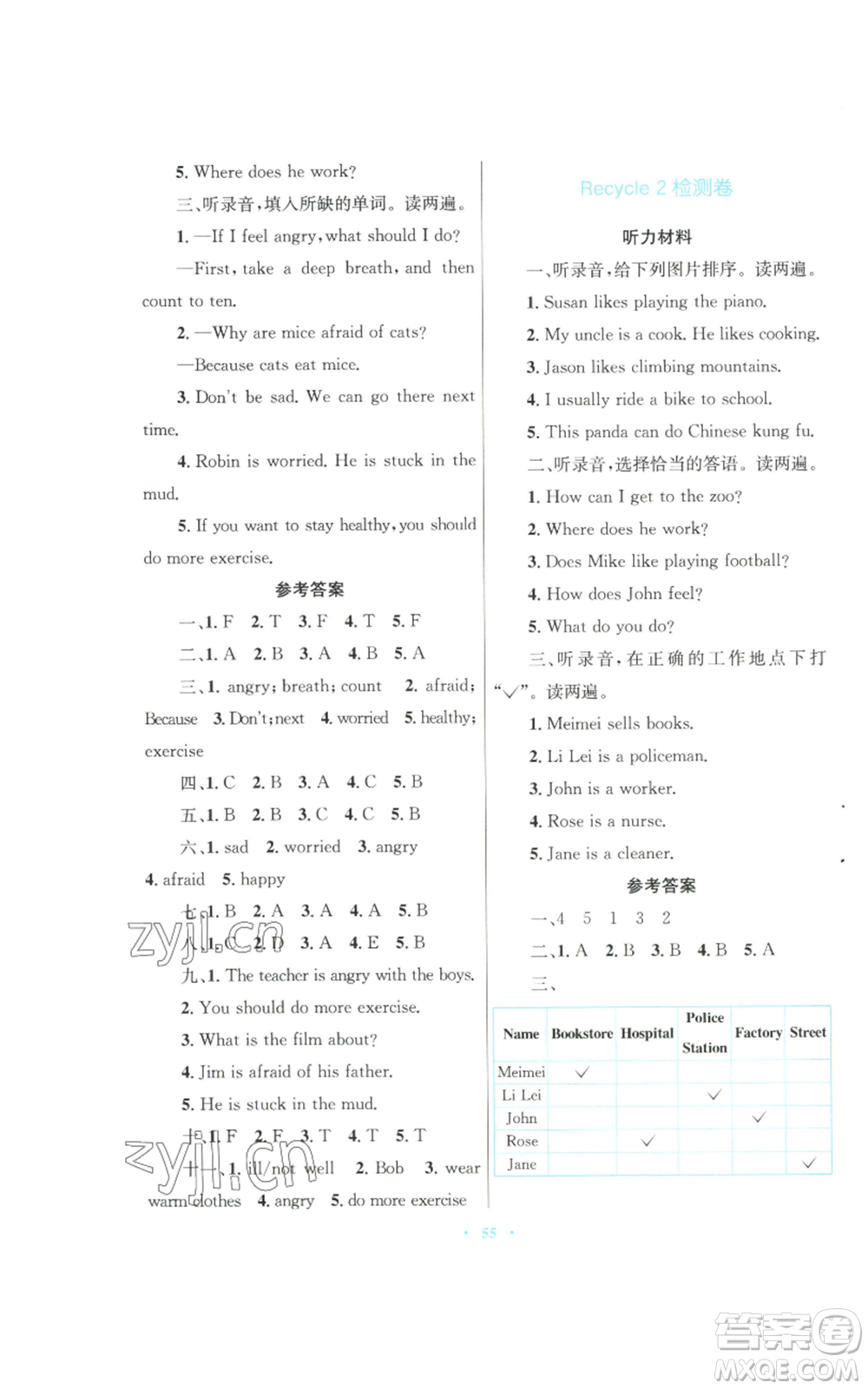 青海人民出版社2022快樂練練吧同步練習六年級上冊三年級起點英語人教版青海專版參考答案