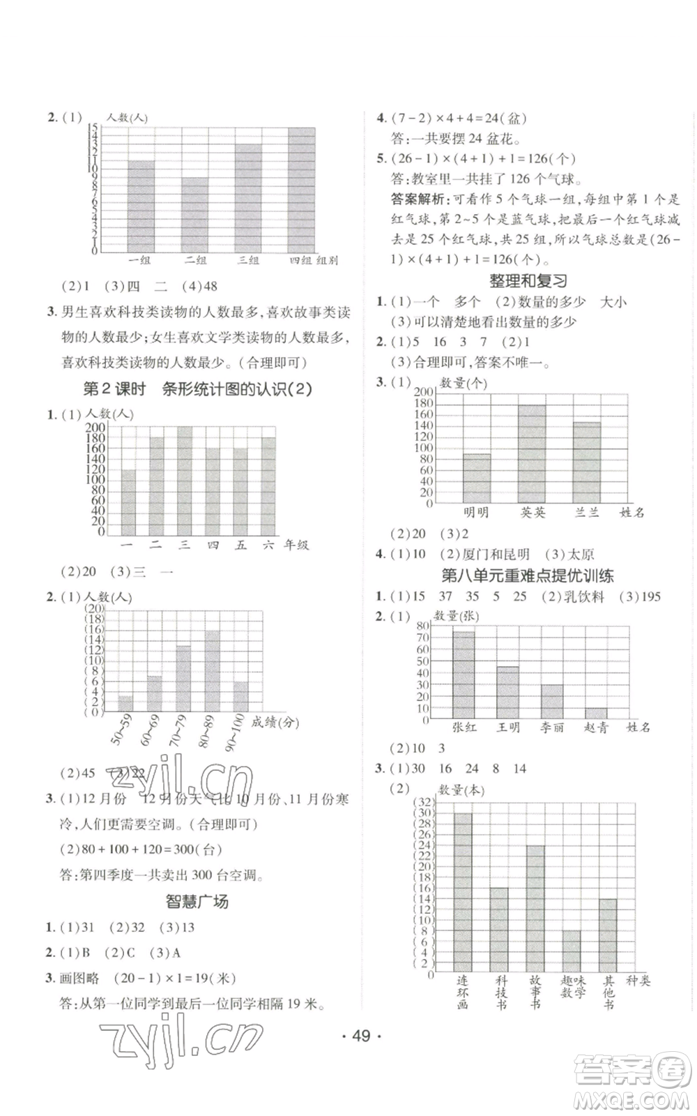 新疆青少年出版社2022同行課課100分過關作業(yè)四年級上冊數(shù)學青島版參考答案