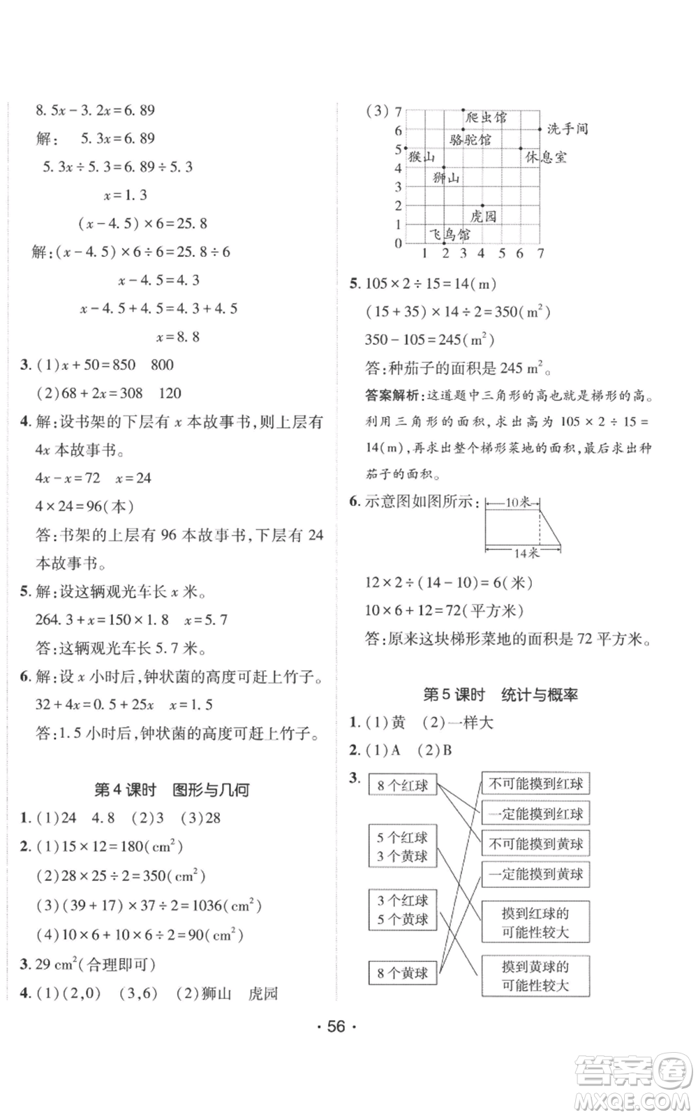 新疆青少年出版社2022同行課課100分過關(guān)作業(yè)五年級(jí)上冊(cè)數(shù)學(xué)人教版參考答案
