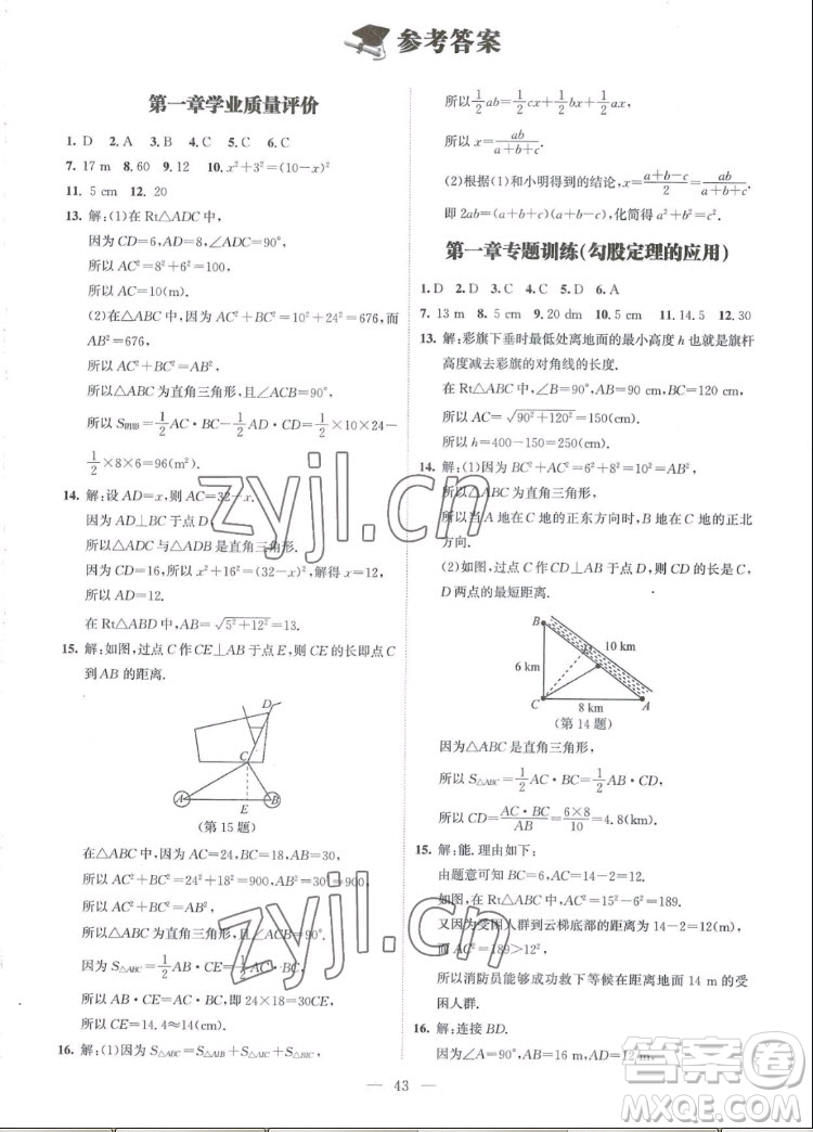 北京師范大學出版社2022秋課堂精練數(shù)學八年級上冊北師大版江西專版答案