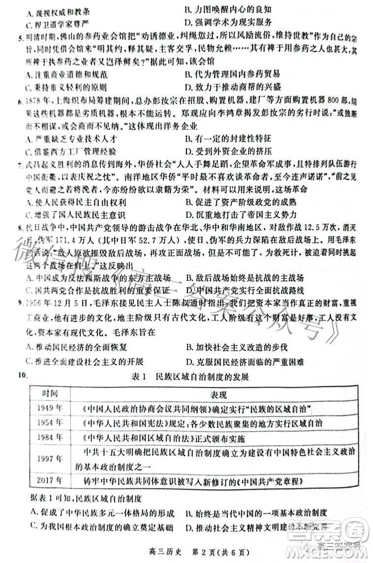 河北省2023屆高三年級(jí)大數(shù)據(jù)應(yīng)用調(diào)研聯(lián)合測(cè)評(píng)歷史試題及答案