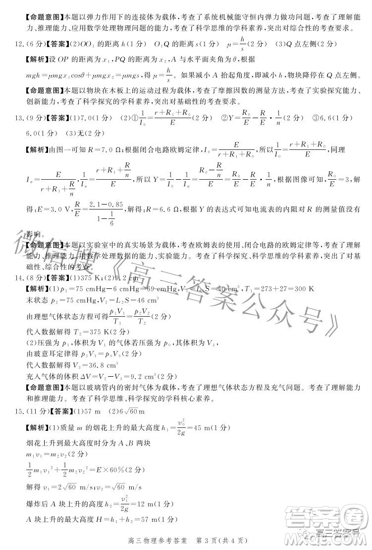 河北省2023屆高三年級(jí)大數(shù)據(jù)應(yīng)用調(diào)研聯(lián)合測(cè)評(píng)物理試題及答案