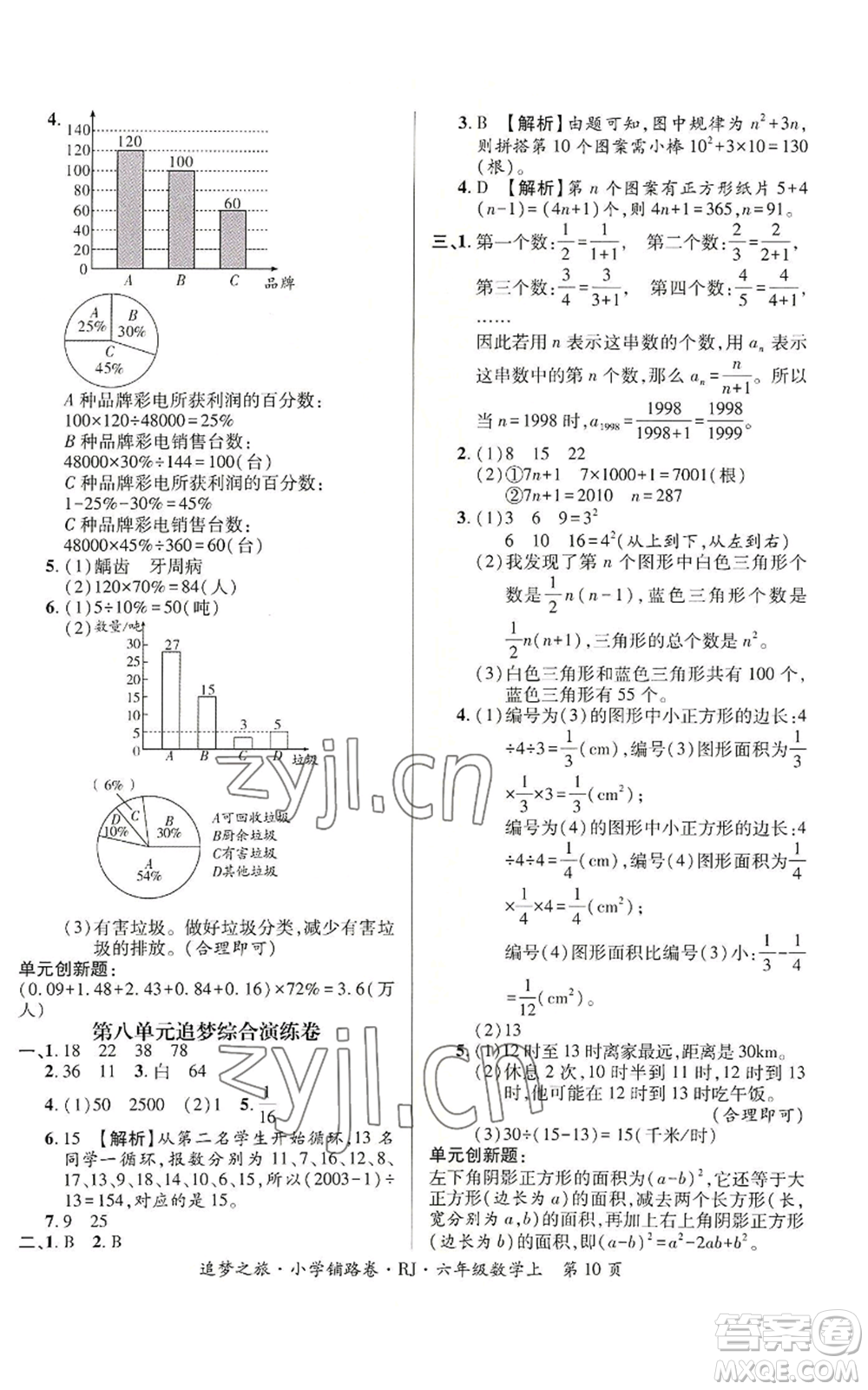 天津科學(xué)技術(shù)出版社2022追夢(mèng)之旅鋪路卷六年級(jí)上冊(cè)數(shù)學(xué)人教版河南專版參考答案