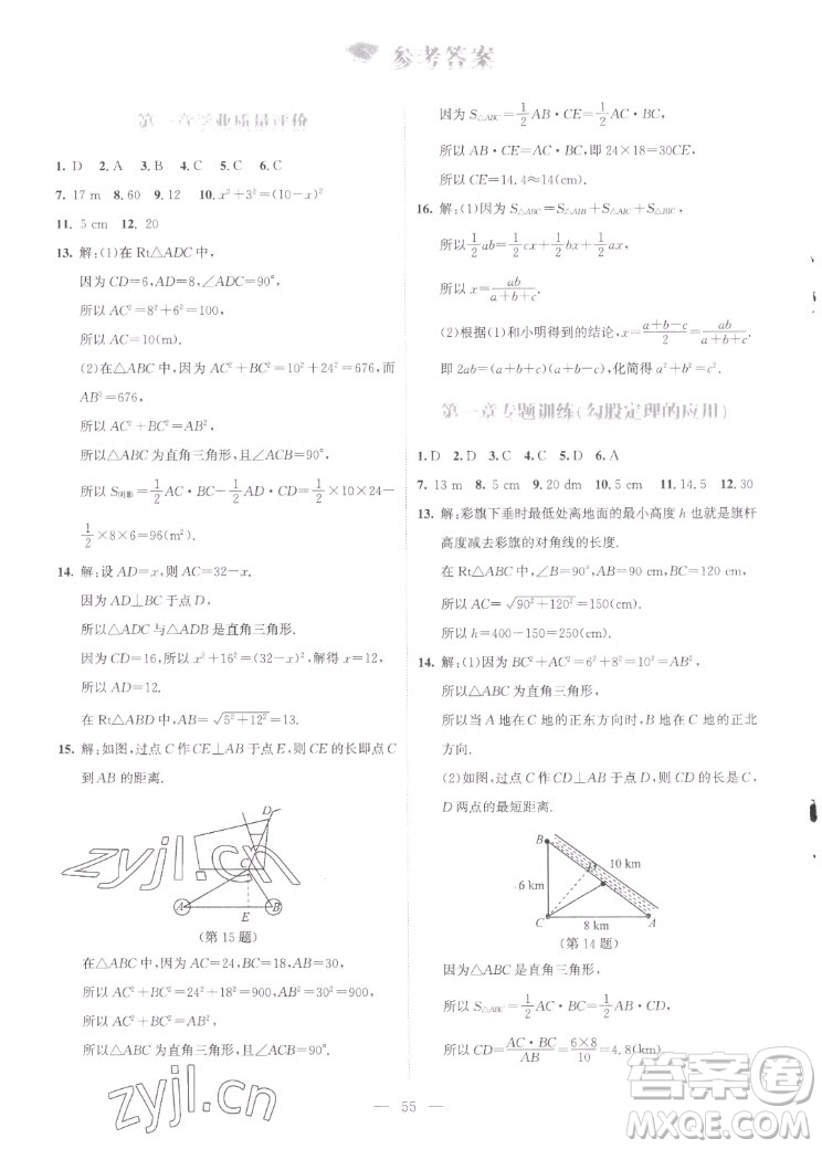 北京師范大學出版社2022秋課堂精練數(shù)學八年級上冊北師大版云南專版答案