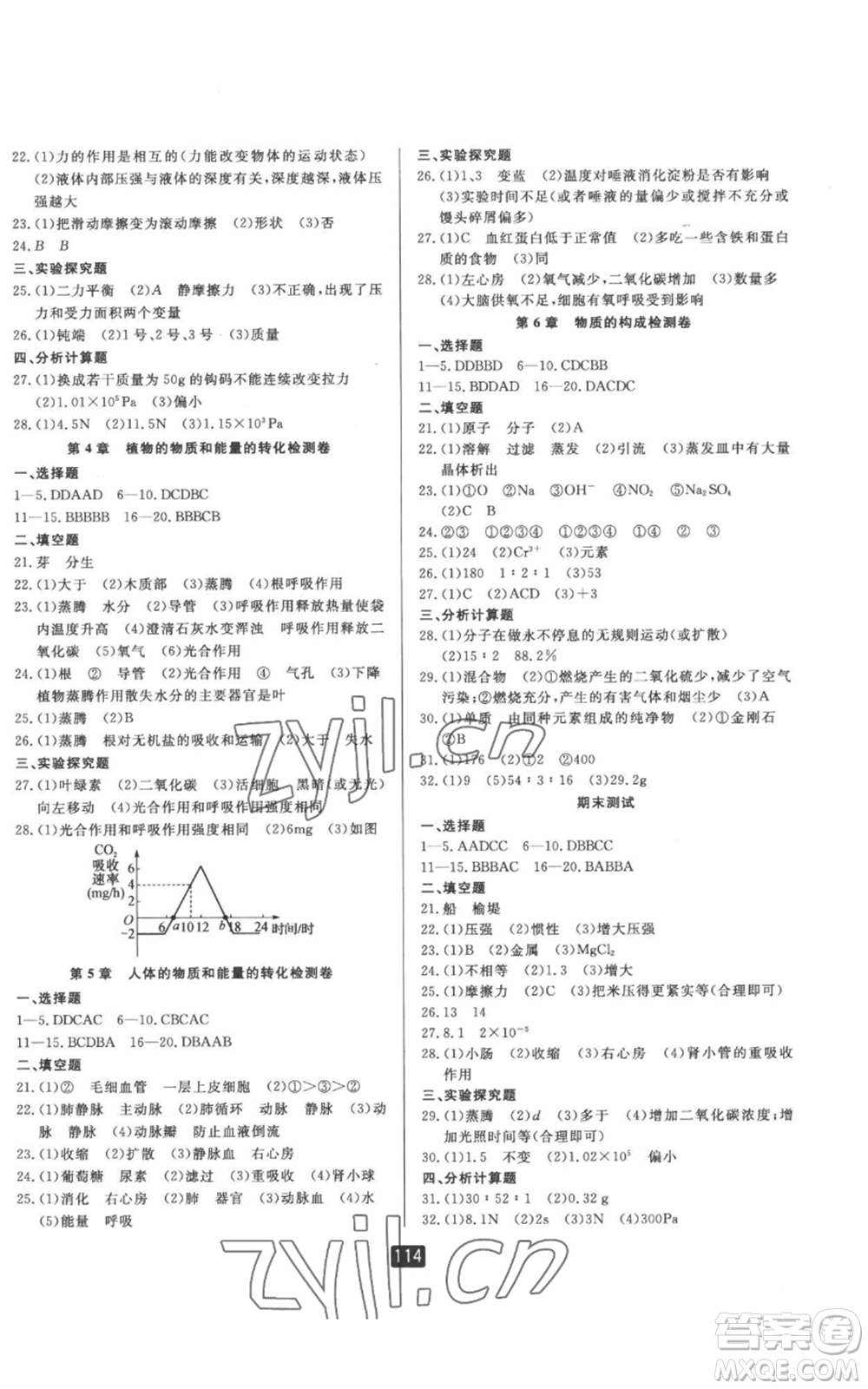 延邊人民出版社2022勵(lì)耘書業(yè)勵(lì)耘新同步八年級上冊科學(xué)華師大版A本參考答案