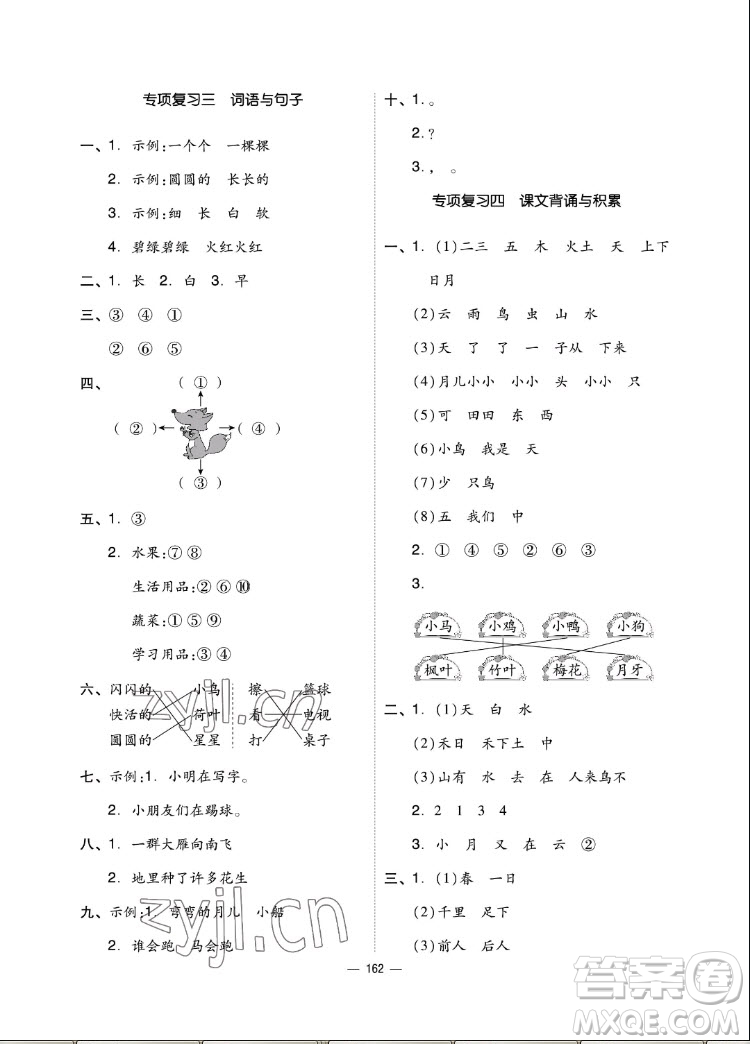 山東科學(xué)技術(shù)出版社2022秋新思維伴你學(xué)一年級上冊語文人教版答案