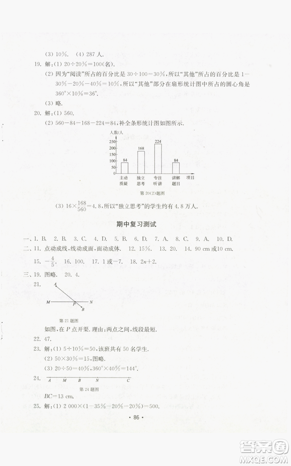山東教育出版社2022初中基礎(chǔ)訓練七年級上冊數(shù)學人教版參考答案