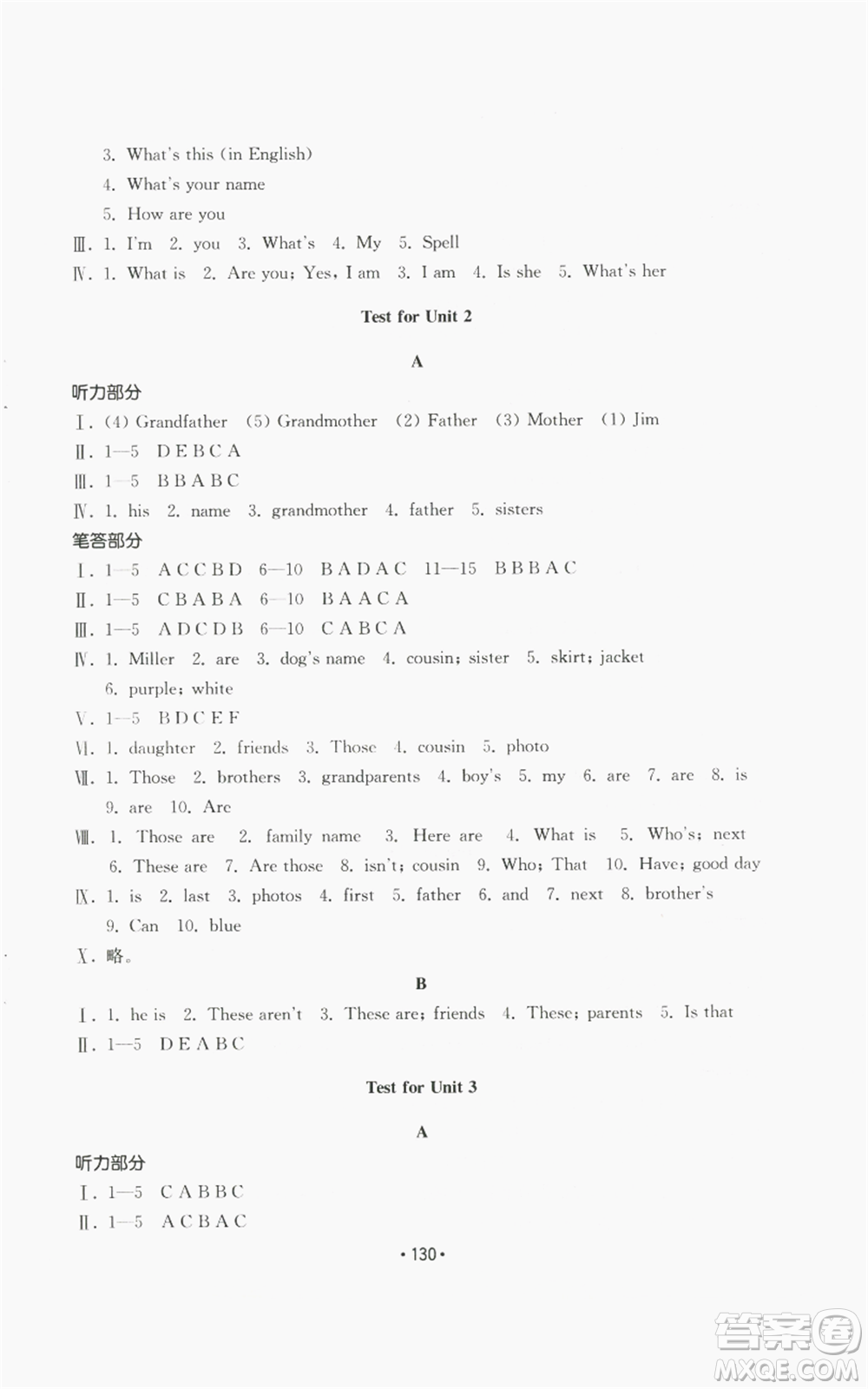 山東教育出版社2022初中基礎(chǔ)訓(xùn)練七年級上冊英語人教版參考答案