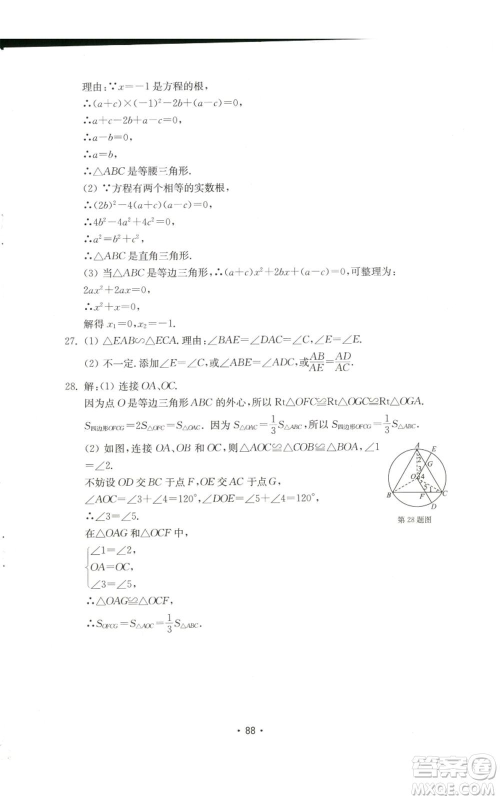 山東教育出版社2022初中基礎(chǔ)訓(xùn)練九年級上冊數(shù)學(xué)人教版參考答案