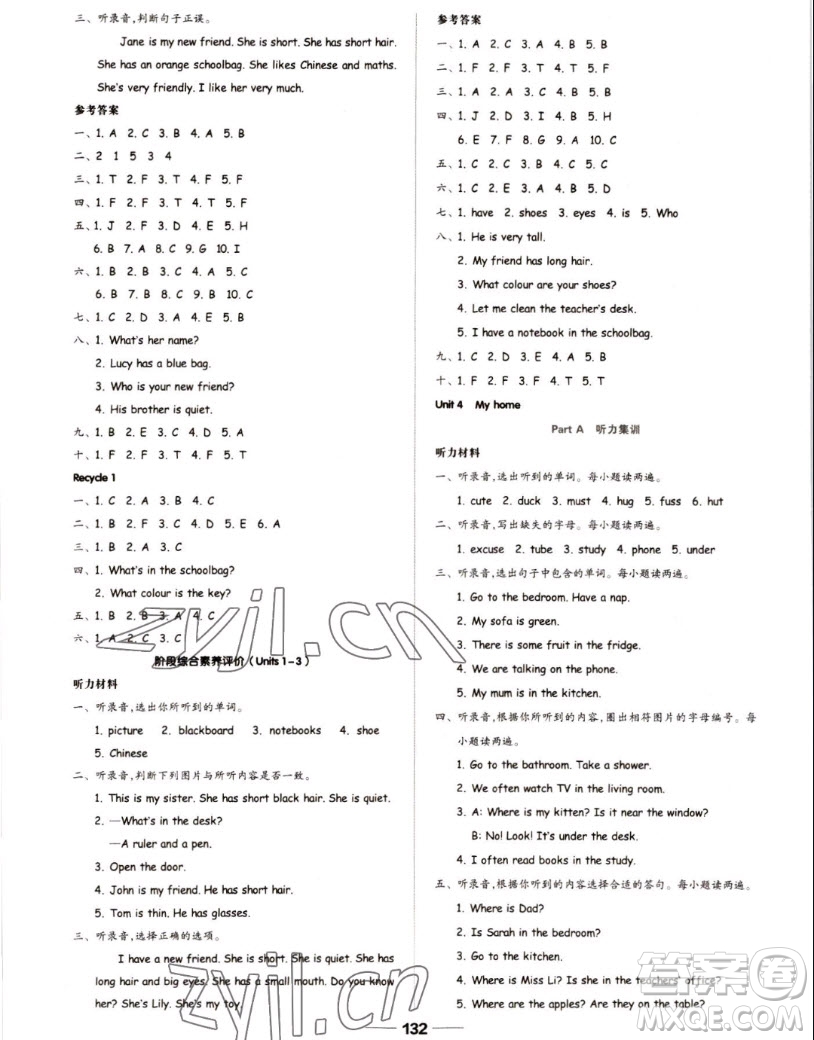 山東科學(xué)技術(shù)出版社2022秋新思維伴你學(xué)測(cè)試卷四年級(jí)上冊(cè)英語人教版答案