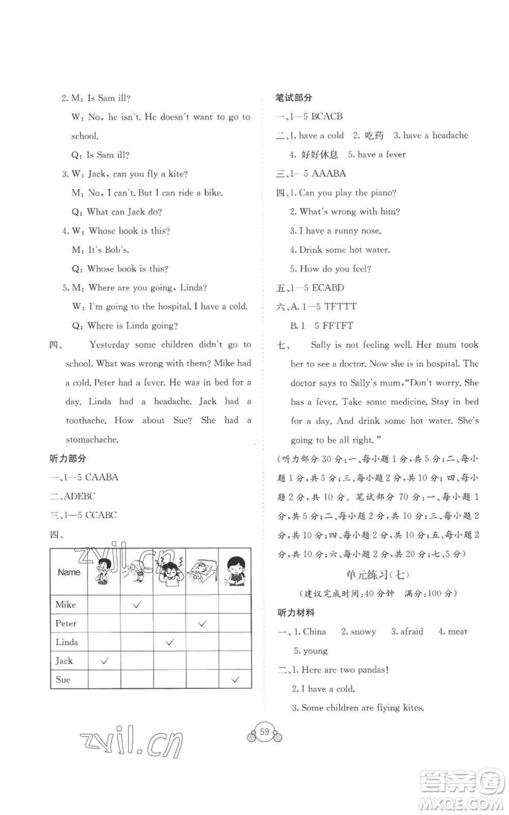 廣西教育出版社2022秋季自主學習能力測評單元測試六年級上冊英語通用版C版參考答案