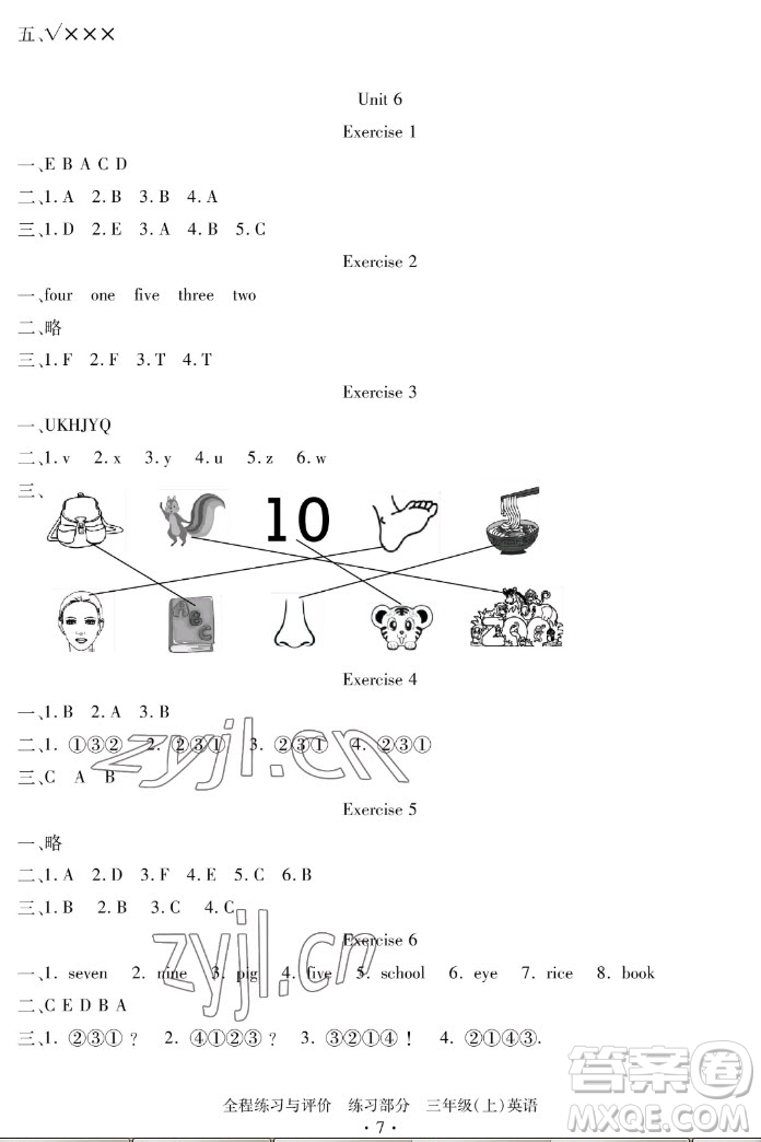 浙江人民出版社2022秋全程練習(xí)與評(píng)價(jià)三年級(jí)上冊(cè)英語(yǔ)人教版答案