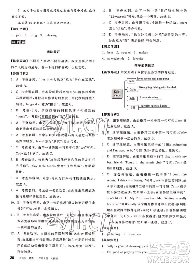 陽光出版社2022秋練就優(yōu)等生英語七年級(jí)上冊RJ人教版答案
