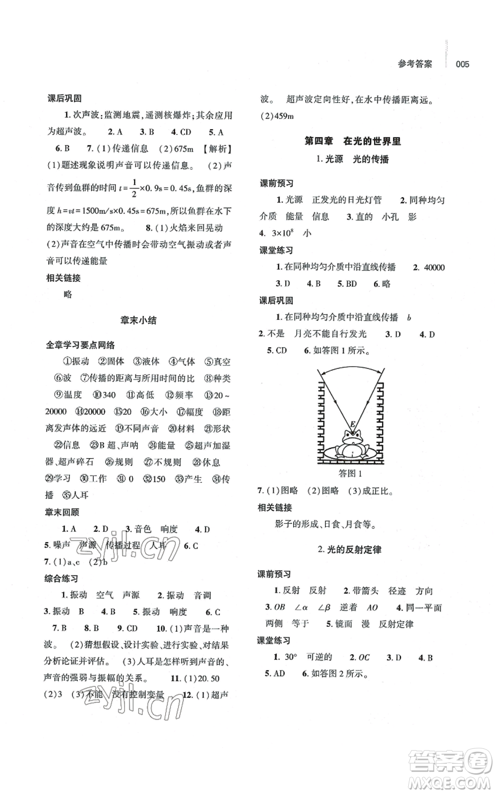 大象出版社2022基礎(chǔ)訓(xùn)練八年級上冊物理人教版參考答案