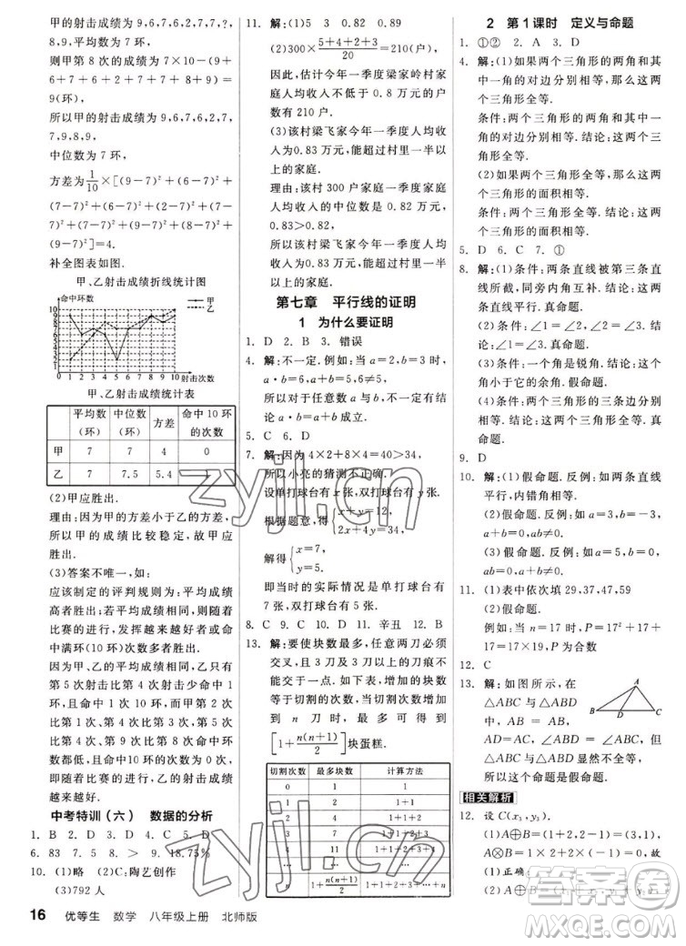 陽光出版社2022秋練就優(yōu)等生同步作業(yè)數(shù)學(xué)八年級(jí)上冊(cè)BS北師版答案
