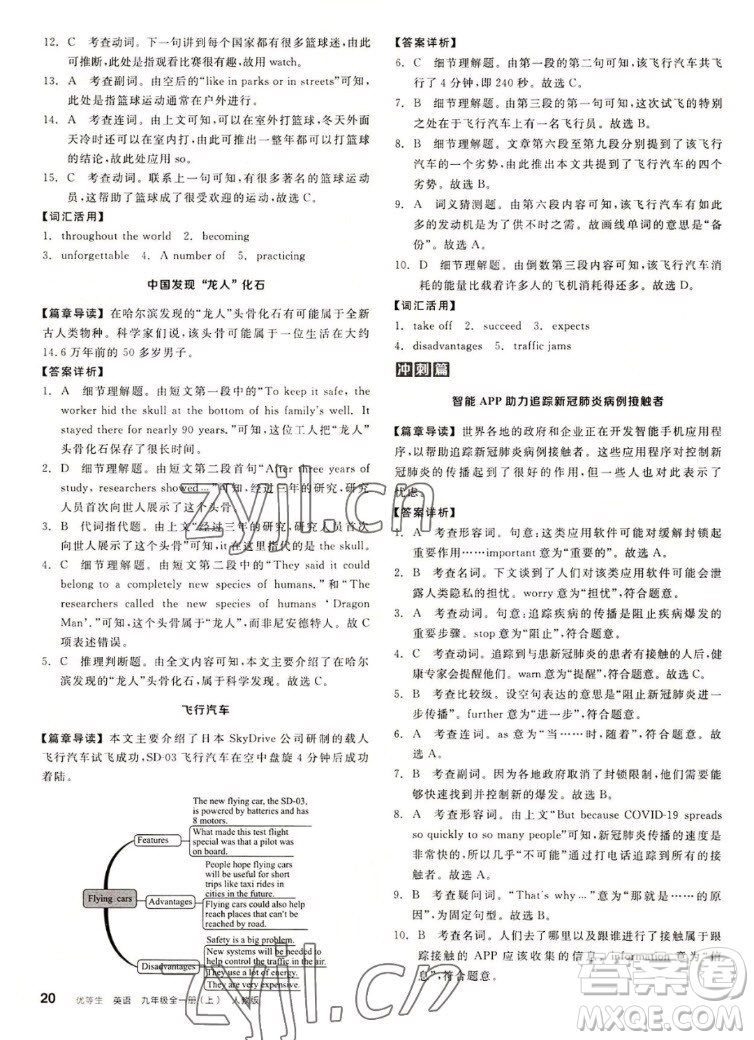 陽光出版社2022秋練就優(yōu)等生同步作業(yè)英語九年級(jí)全一冊(cè)上RJ人教版答案