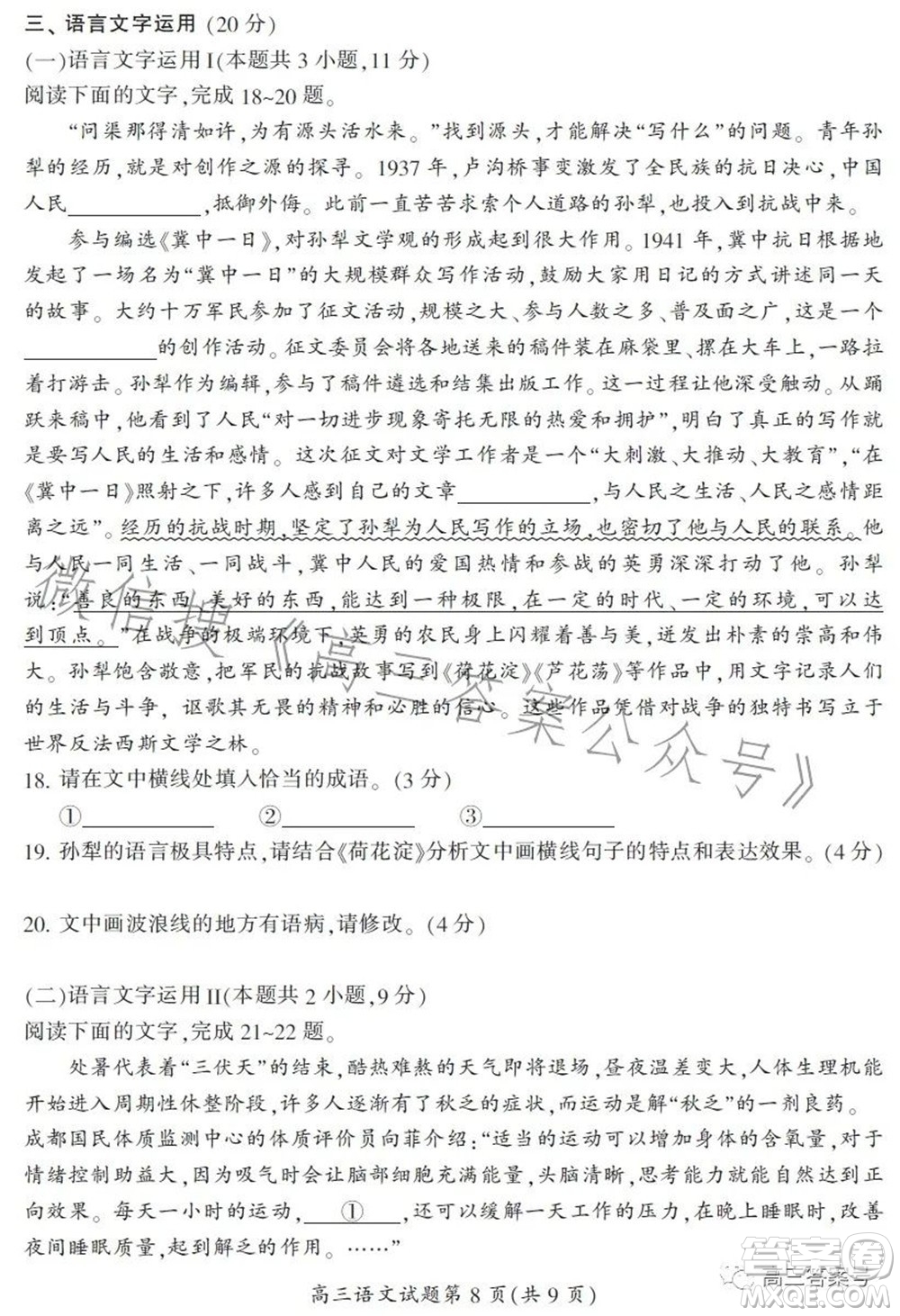 郴州市2023屆高三第一次教學(xué)質(zhì)量監(jiān)測試卷語文試題及答案