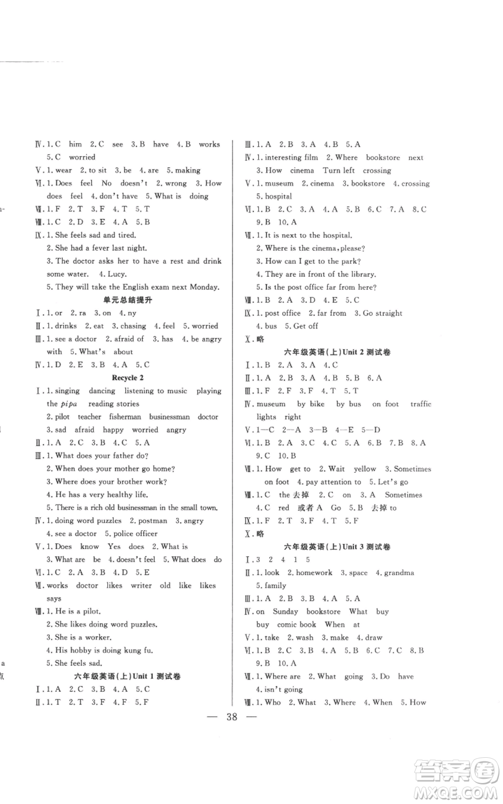 吉林出版集團(tuán)股份有限公司2022全優(yōu)計劃六年級上冊英語人教版參考答案