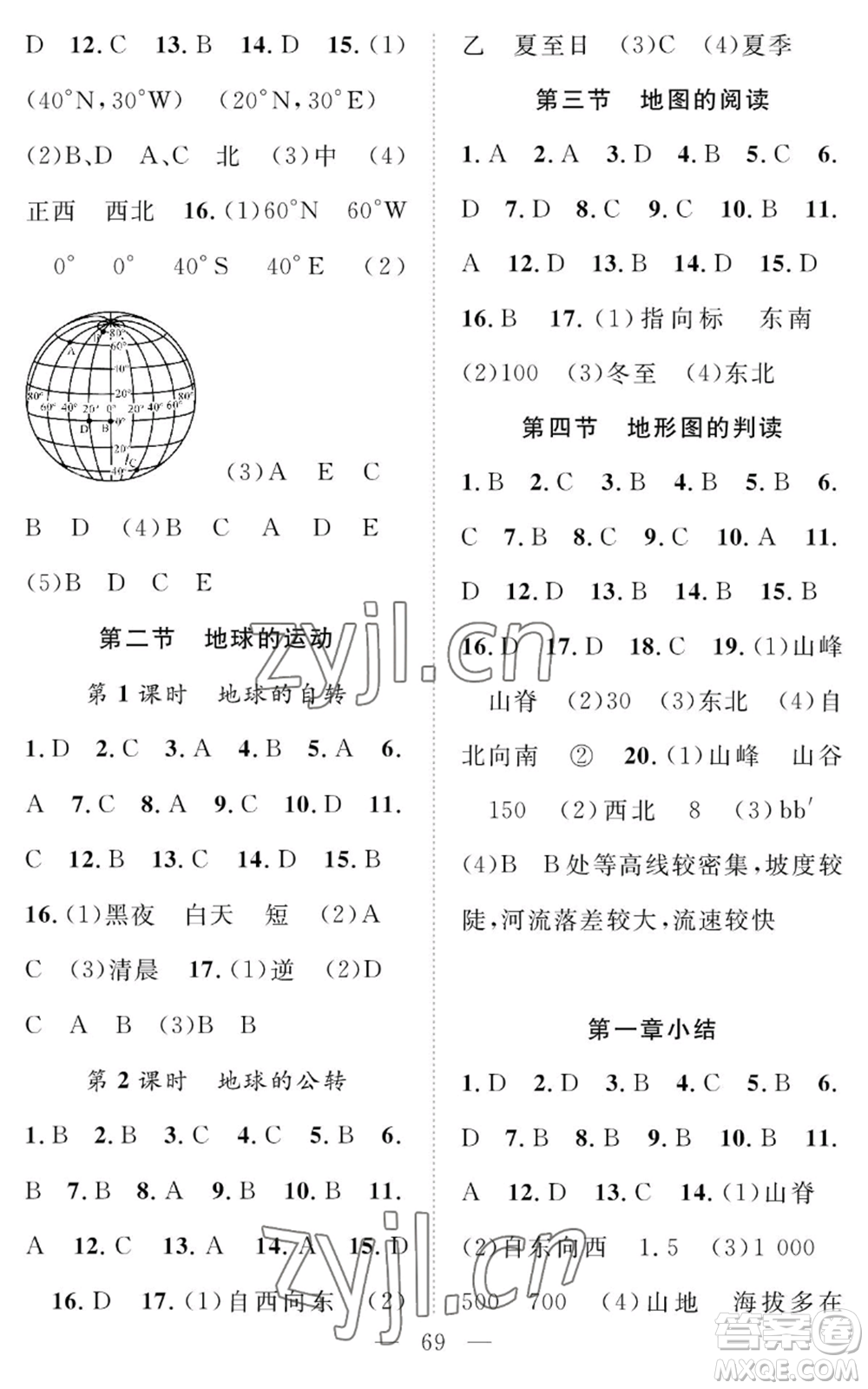 長江少年兒童出版社2022智慧課堂創(chuàng)新作業(yè)七年級(jí)上冊(cè)地理人教版參考答案
