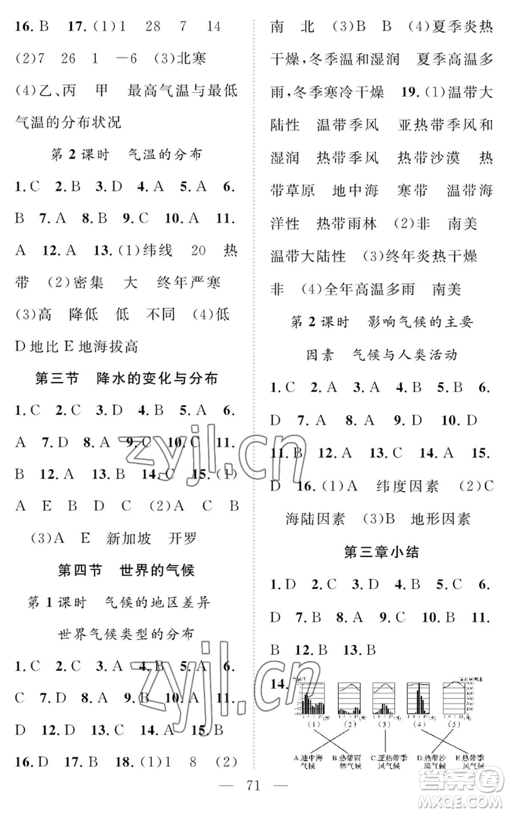 長江少年兒童出版社2022智慧課堂創(chuàng)新作業(yè)七年級(jí)上冊(cè)地理人教版參考答案