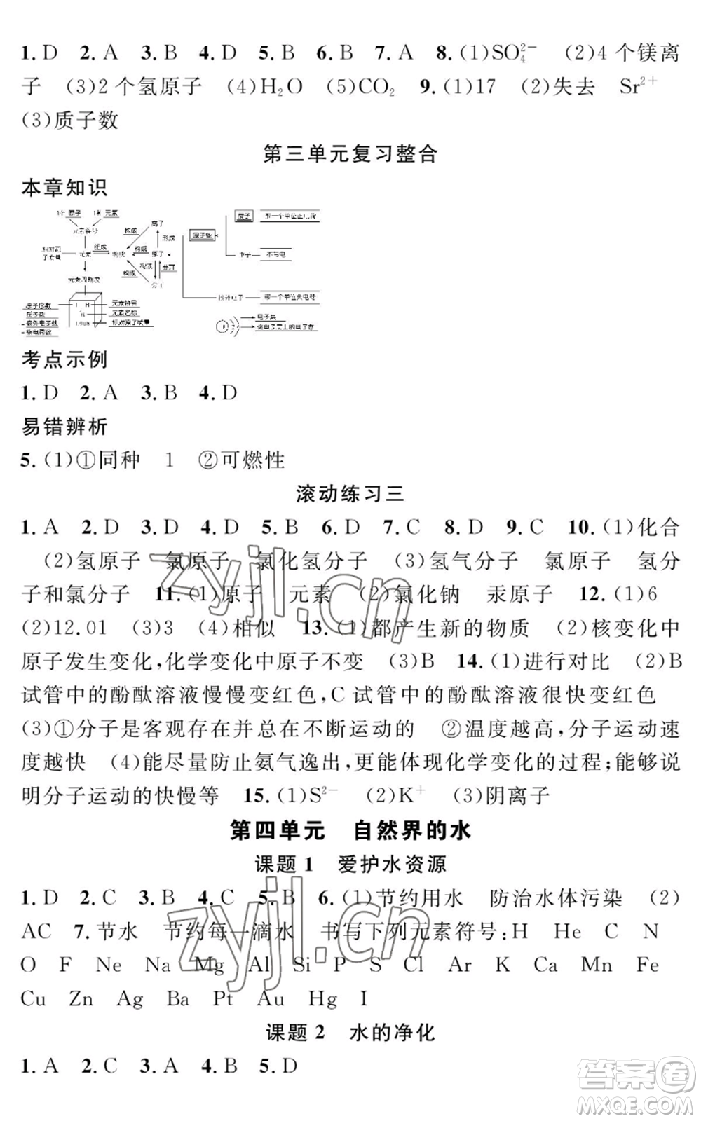 長江少年兒童出版社2022智慧課堂創(chuàng)新作業(yè)九年級上冊化學人教版參考答案