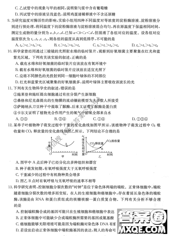 金太陽(yáng)10月聯(lián)考2022-2023年度高三年級(jí)階段性考試生物試卷答案