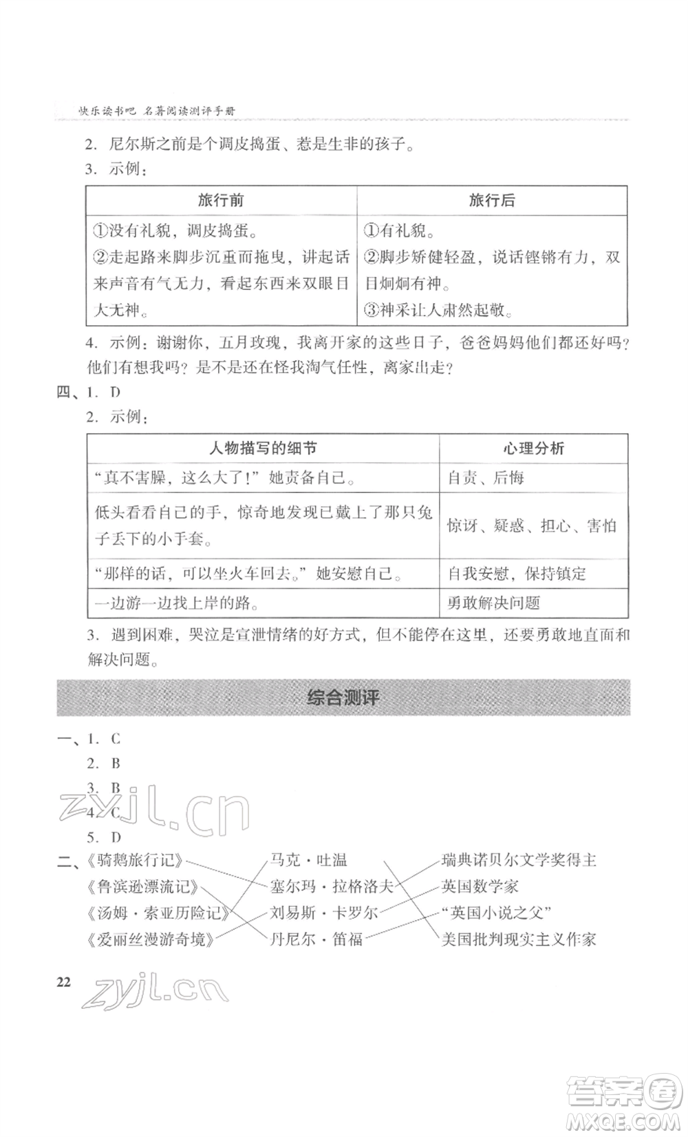 鷺江出版社2022木頭馬閱讀力測(cè)評(píng)六年級(jí)語(yǔ)文人教版B版福建專(zhuān)版參考答案