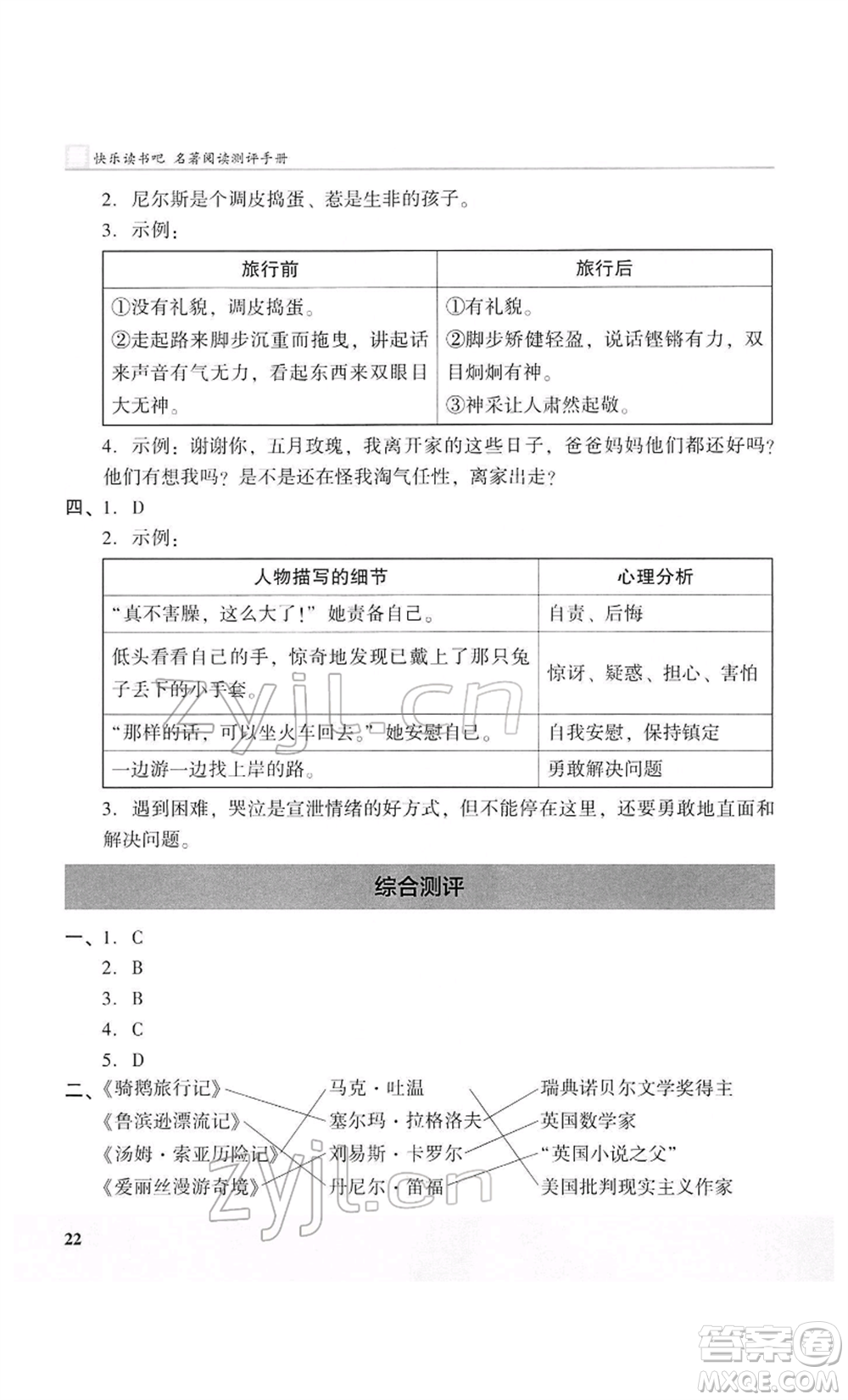 江蘇鳳凰美術(shù)出版社2022木頭馬閱讀力測評六年級語文人教版B版大武漢專版參考答案
