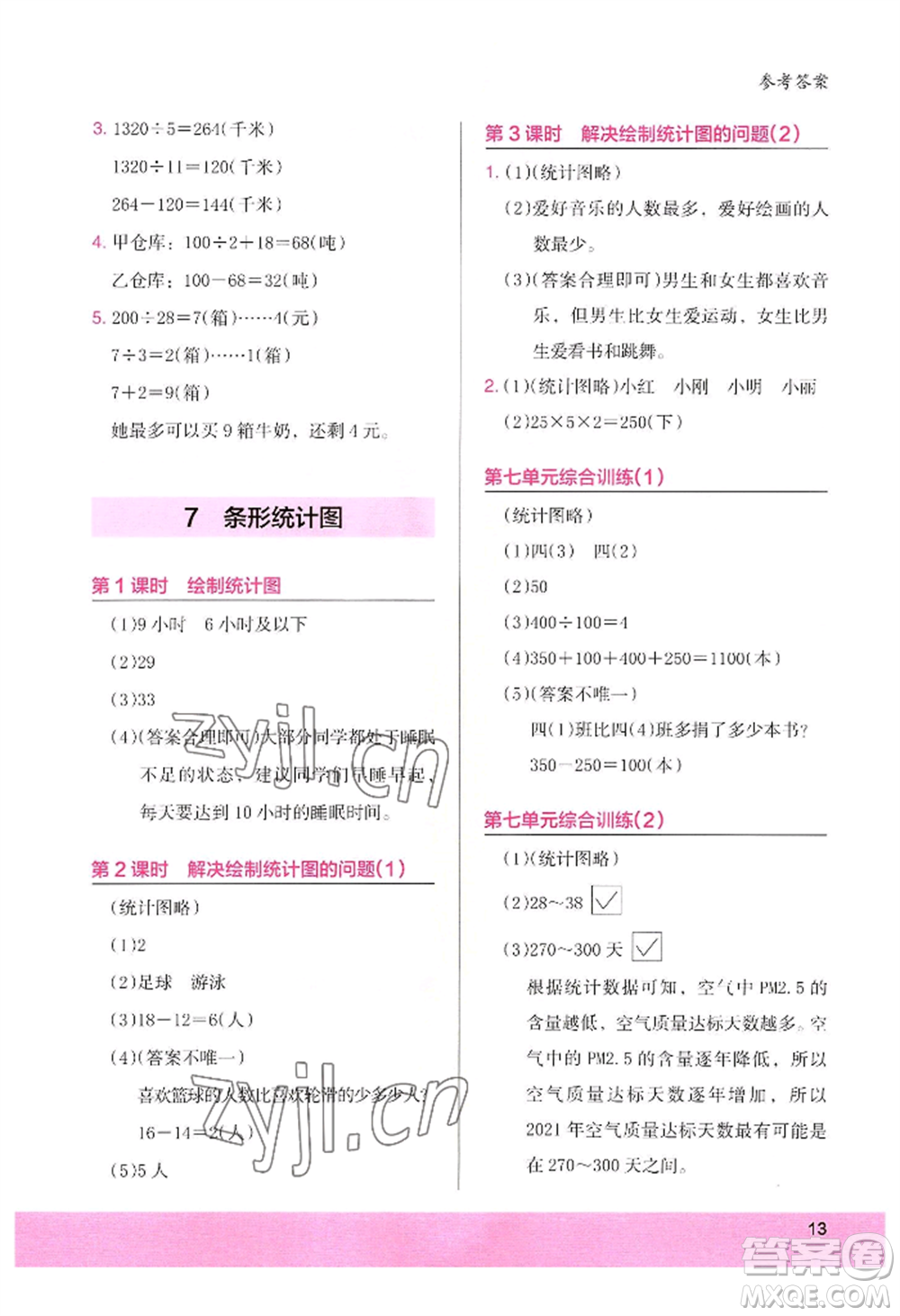 江蘇鳳凰美術出版社2022木頭馬解決問題小狀元四年級上冊數(shù)學人教版參考答案
