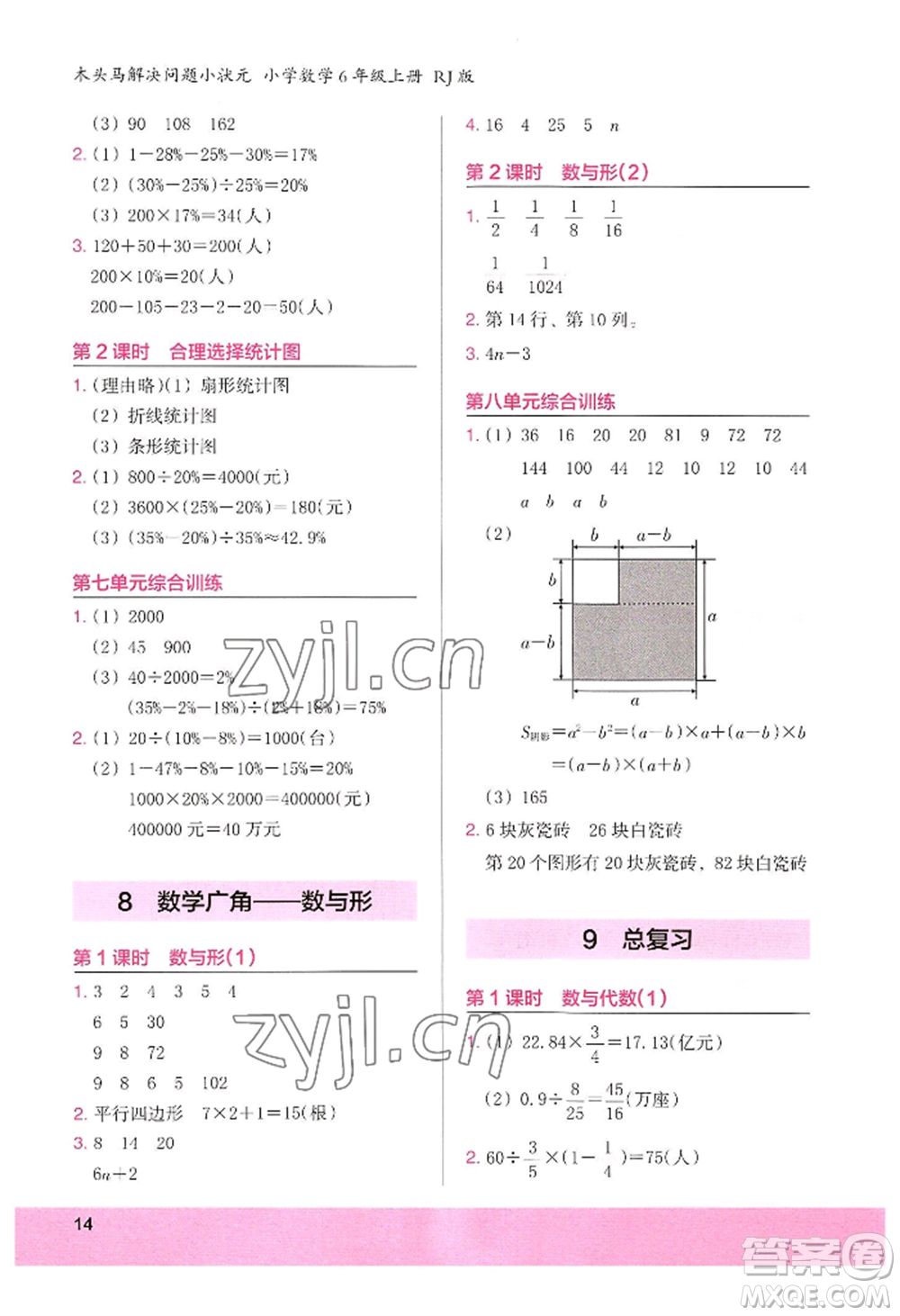 江蘇鳳凰美術(shù)出版社2022木頭馬解決問題小狀元六年級(jí)上冊(cè)數(shù)學(xué)人教版參考答案