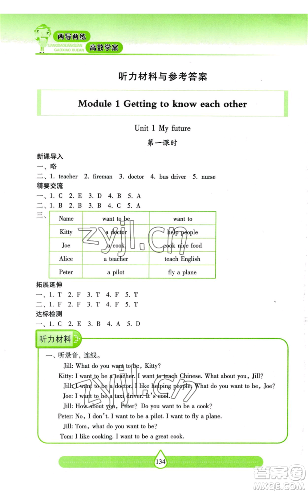 上海教育出版社2022新課標(biāo)兩導(dǎo)兩練高效學(xué)案五年級(jí)上冊(cè)英語(yǔ)上海教育版參考答案