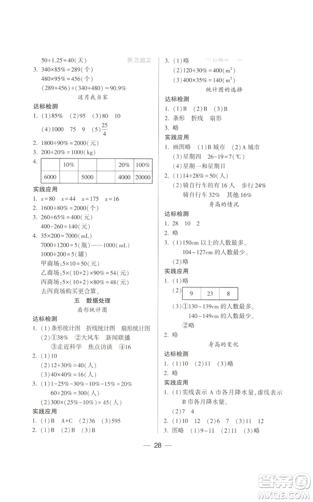 希望出版社2022新課標(biāo)兩導(dǎo)兩練高效學(xué)案六年級(jí)上冊(cè)數(shù)學(xué)北師大版參考答案