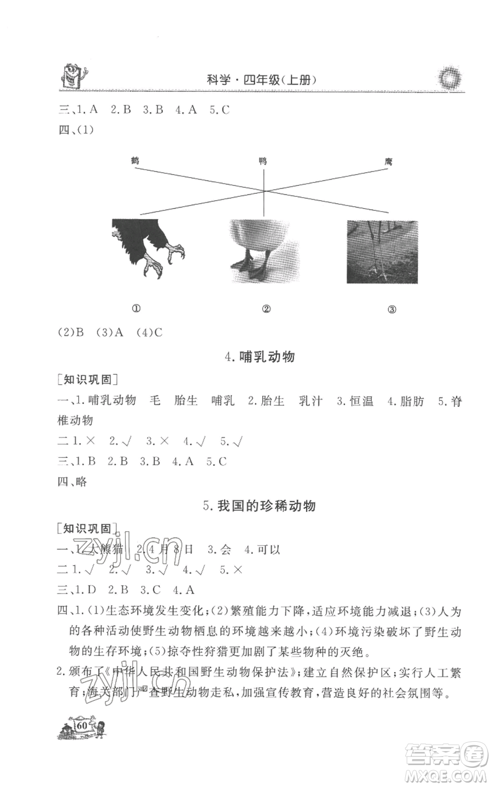 山東美術(shù)出版社2022名師導(dǎo)學(xué)伴你行同步練習(xí)四年級(jí)上冊(cè)科學(xué)通用版參考答案
