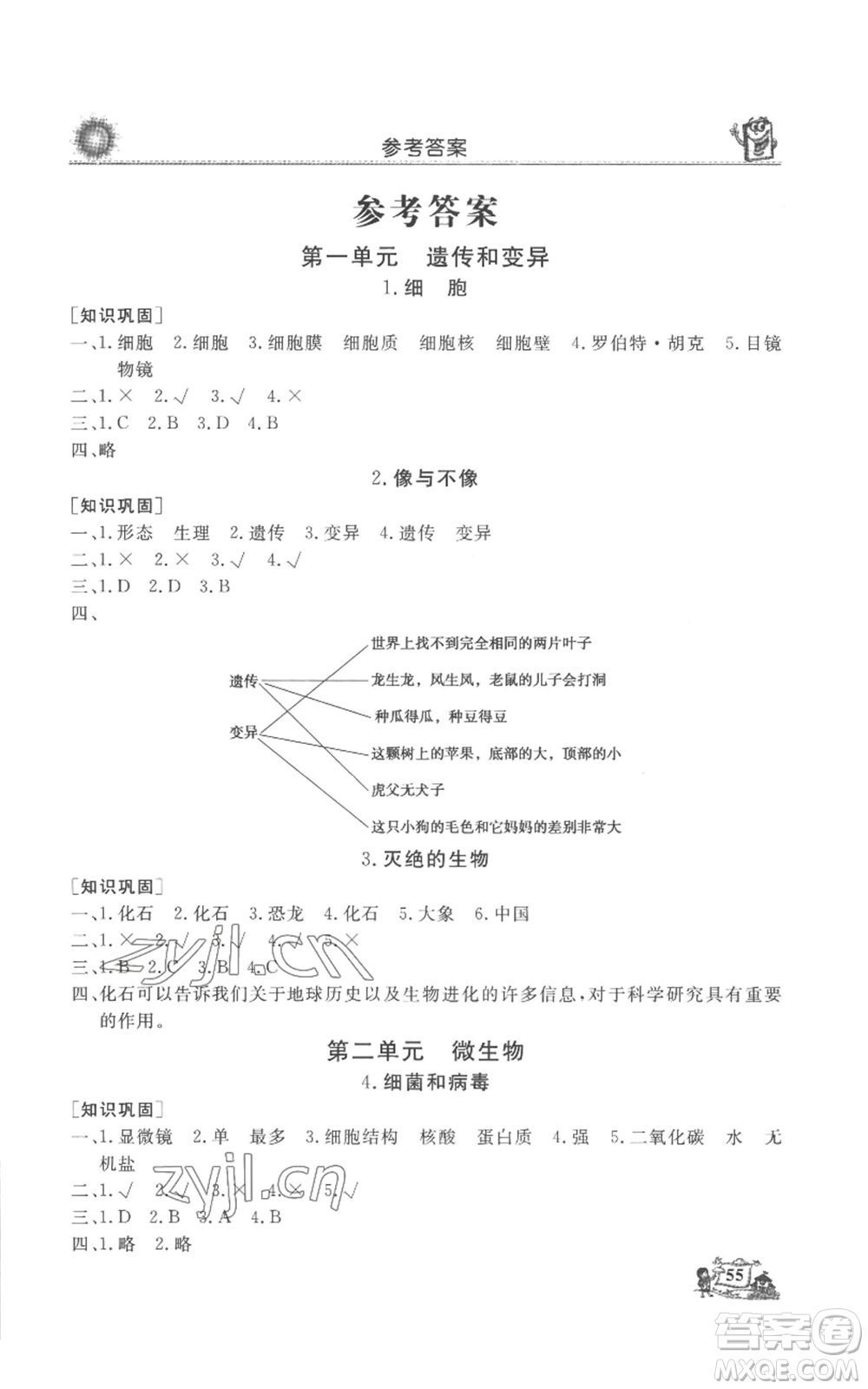山東美術(shù)出版社2022名師導(dǎo)學(xué)伴你行同步練習(xí)六年級(jí)上冊(cè)科學(xué)通用版參考答案