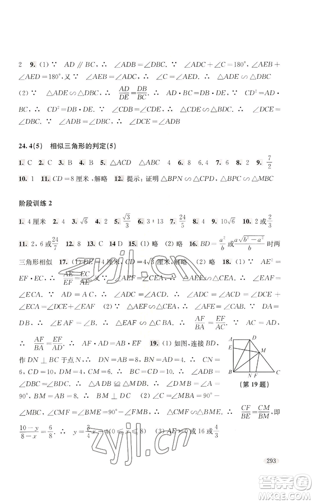 上海科學(xué)技術(shù)出版社2022新思路輔導(dǎo)與訓(xùn)練九年級數(shù)學(xué)通用版參考答案