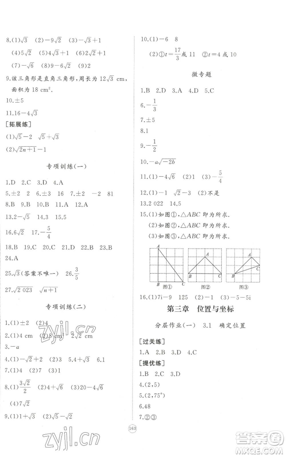 山東友誼出版社2022精練課堂分層作業(yè)八年級(jí)上冊(cè)數(shù)學(xué)人教版參考答案