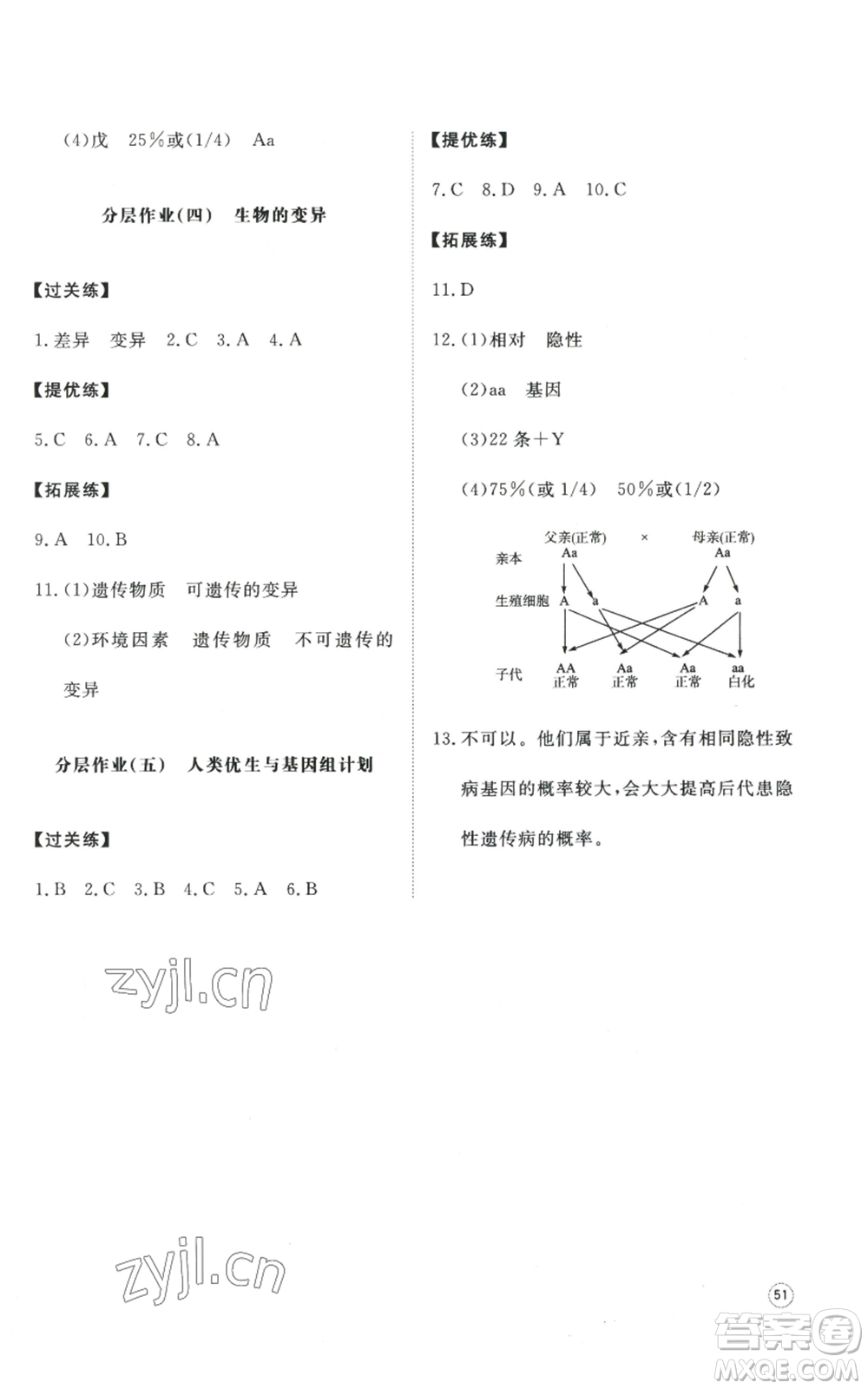 山東友誼出版社2022精練課堂分層作業(yè)八年級上冊生物學(xué)人教版參考答案