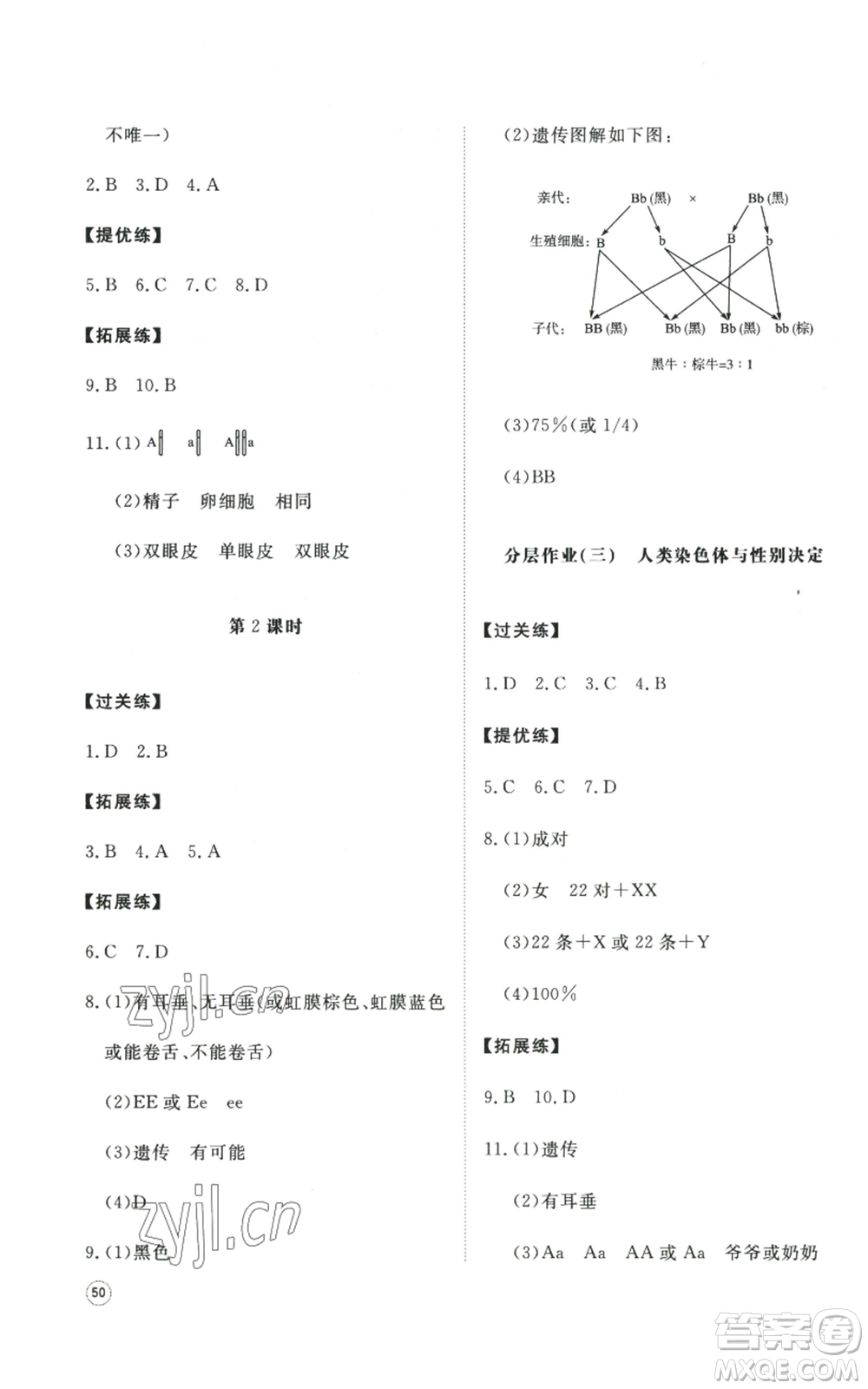 山東友誼出版社2022精練課堂分層作業(yè)八年級上冊生物學(xué)人教版參考答案