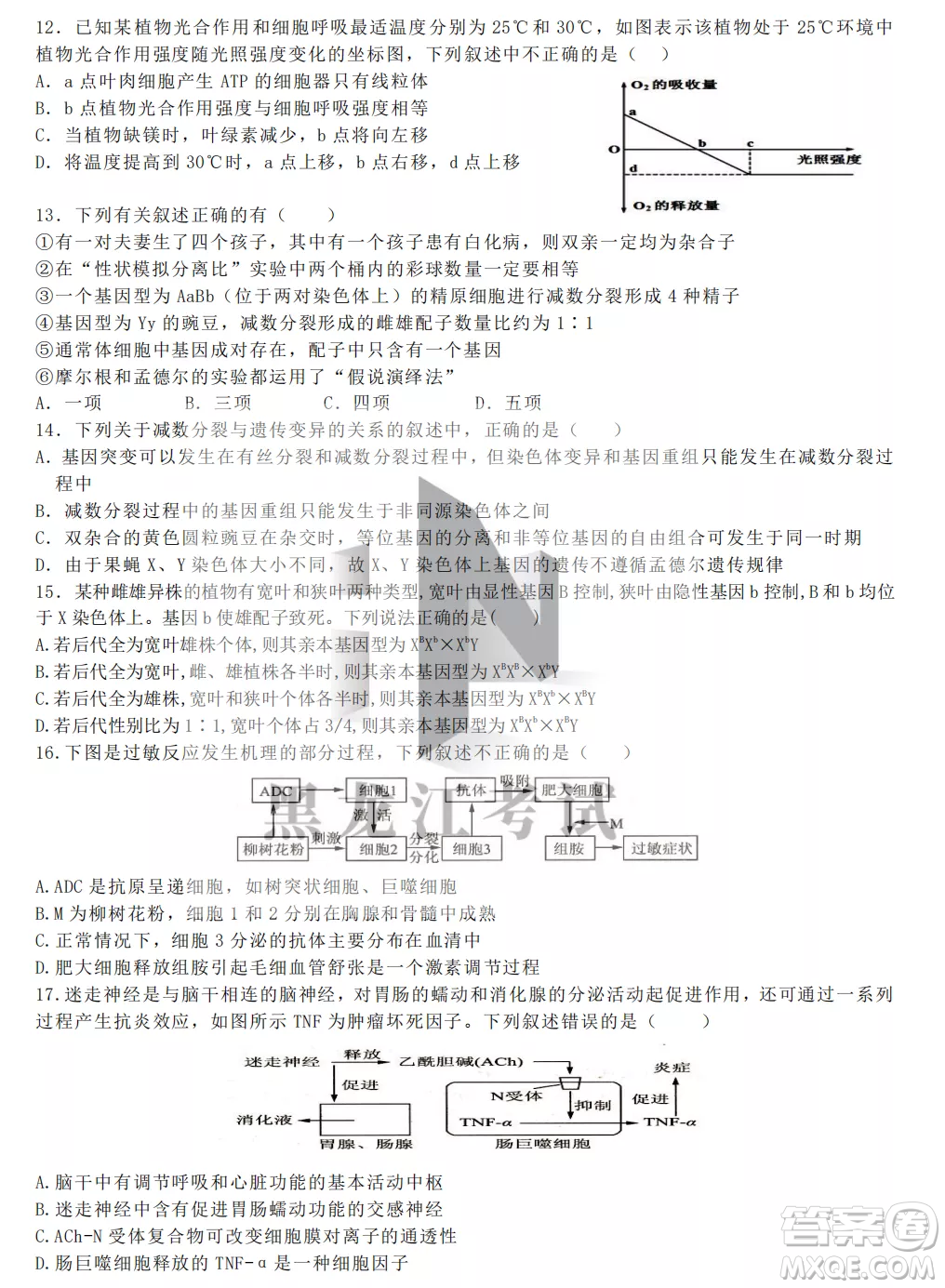 齊齊哈爾市實驗中學2022-2023學年度第一學期高二期中考試生物試題及答案