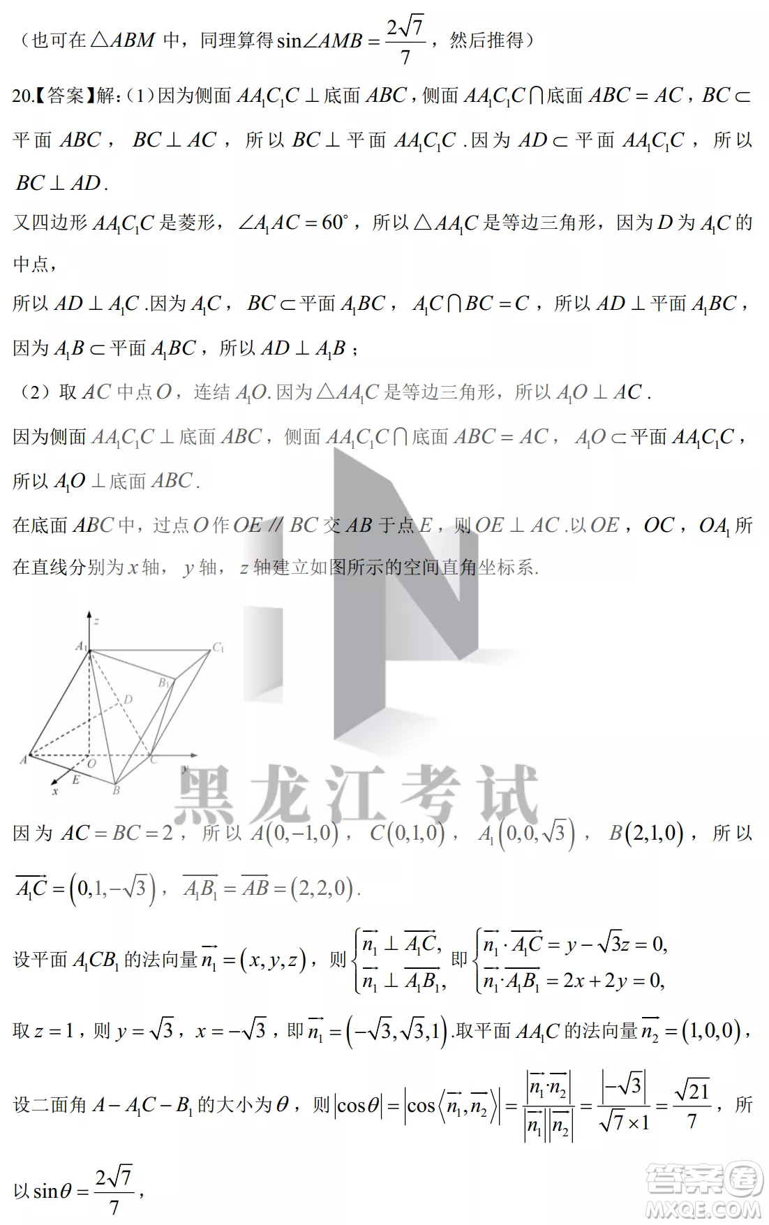 大慶鐵人中學2020級高三上學期月考數(shù)學試題試卷答案