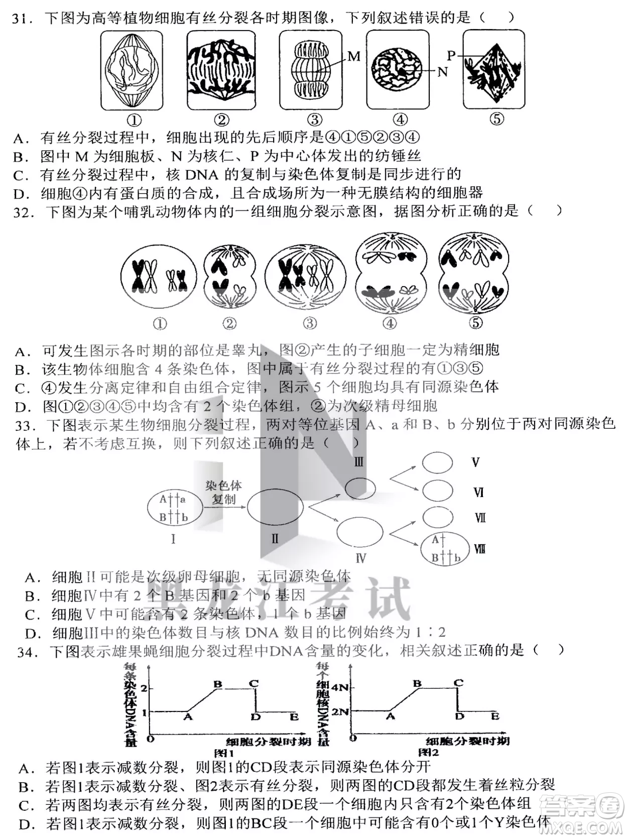 哈三中2022-2023學年度上學期高三學年第二次驗收考試生物試卷答案