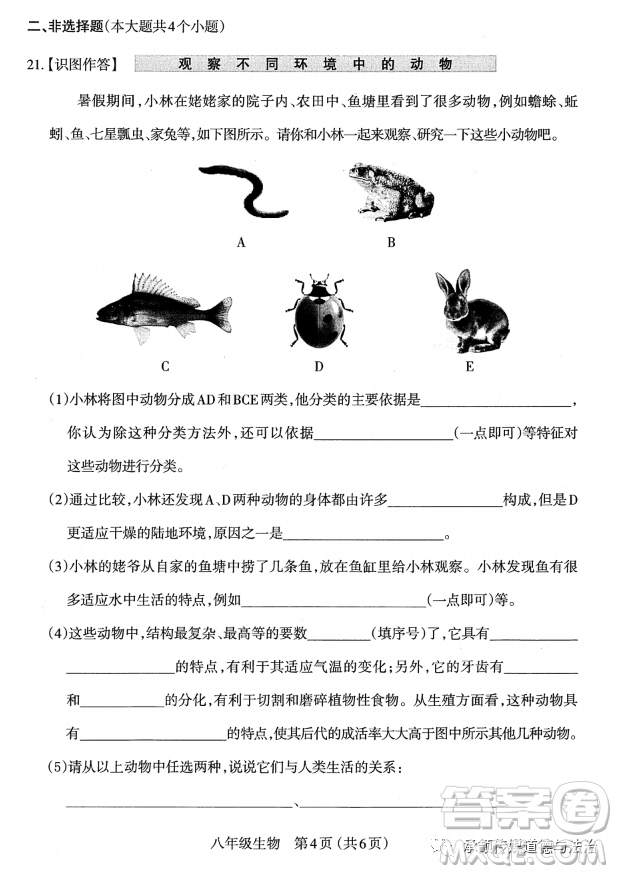 太原市2022-2023學(xué)年第一學(xué)期八年級(jí)期中質(zhì)量檢測生物學(xué)試卷答案