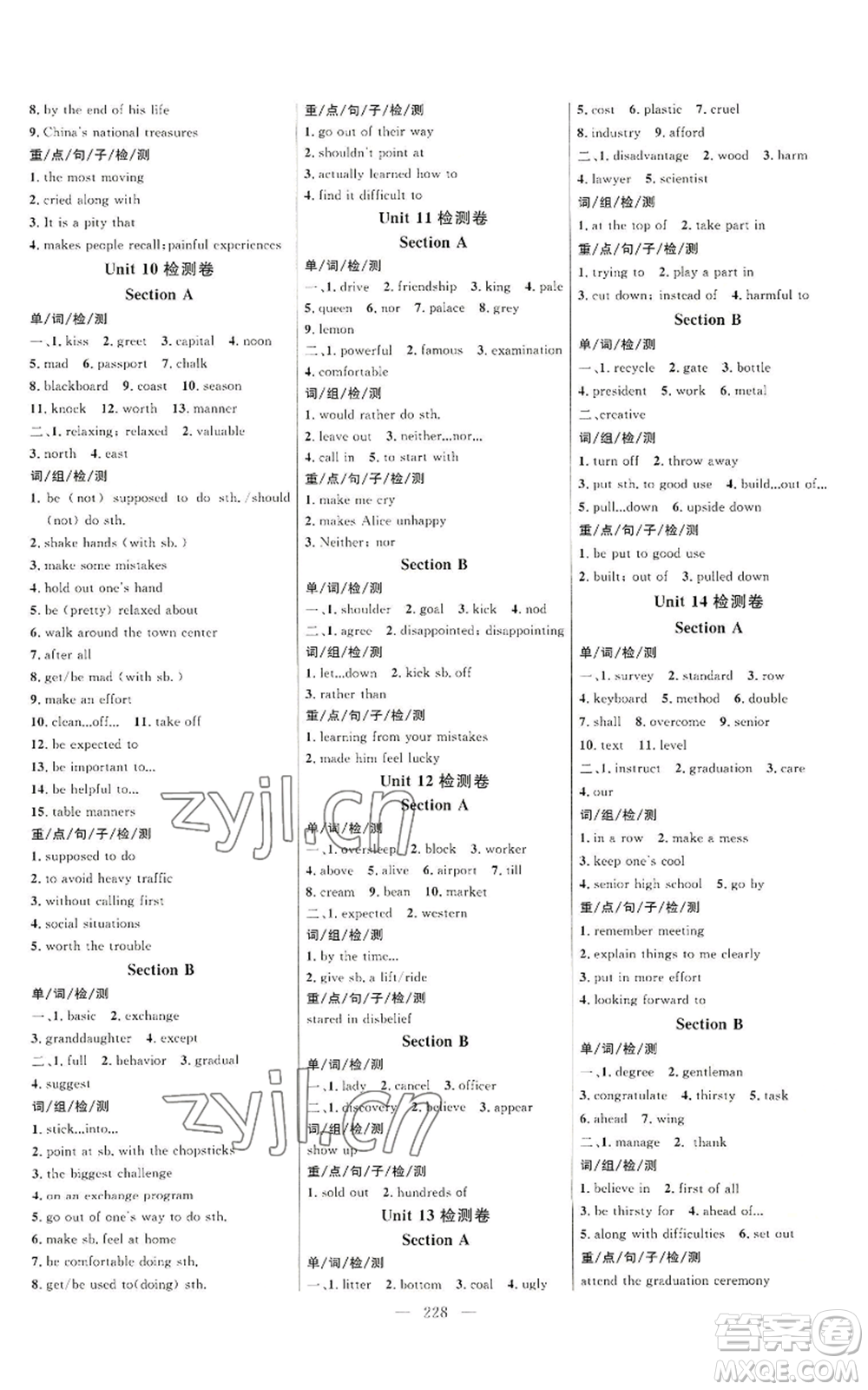 延邊大學(xué)出版社2022細(xì)解巧練九年級(jí)英語(yǔ)人教版參考答案
